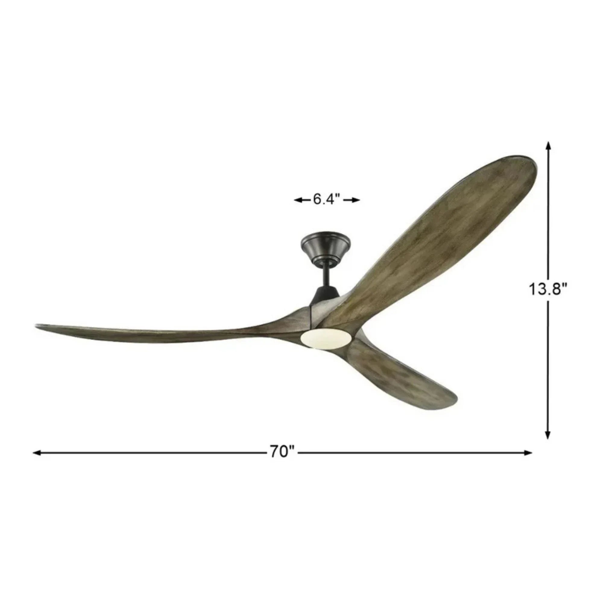 Maverick Max 70" Aged Pewter & Oak LED Large Ceiling Fan with Remote