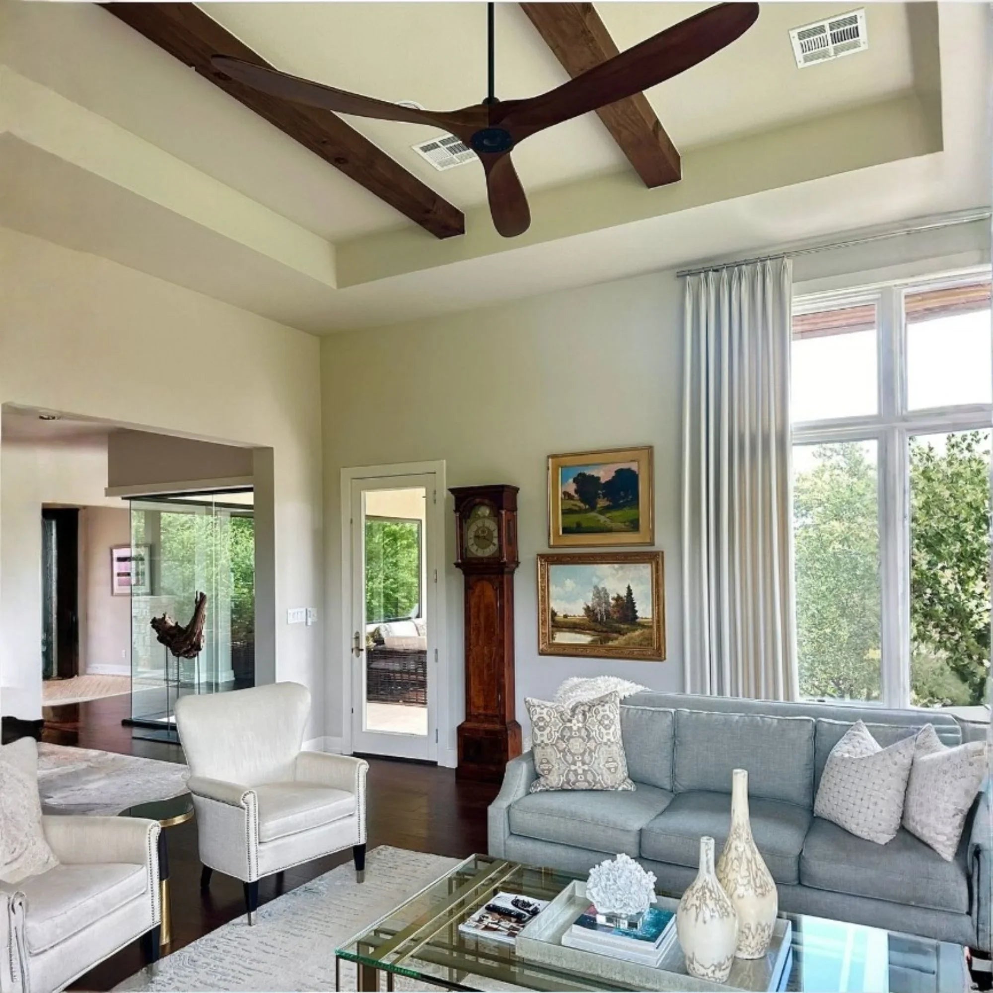 Maverick Max 70" Black & Walnut Large Ceiling Fan with Remote