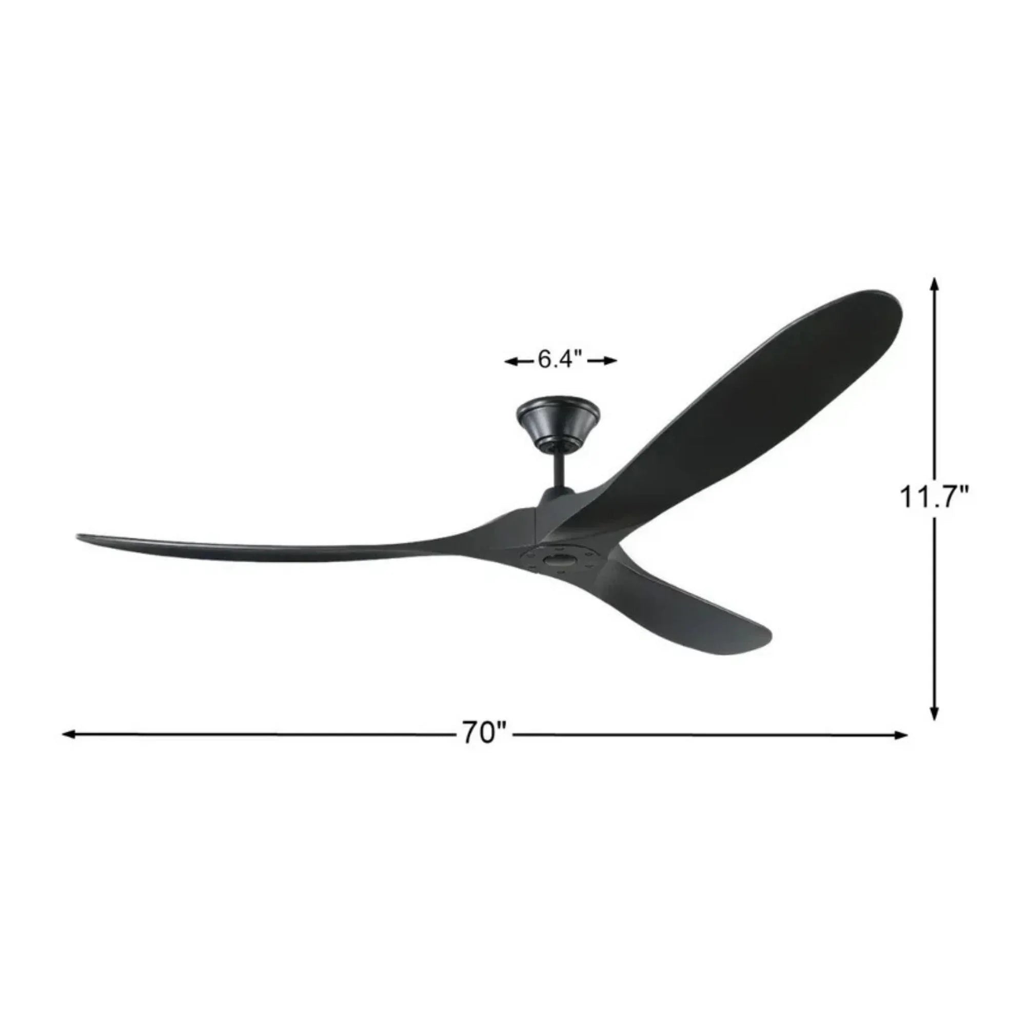 Maverick Max 70" Matte Black Large Ceiling Fan with Remote