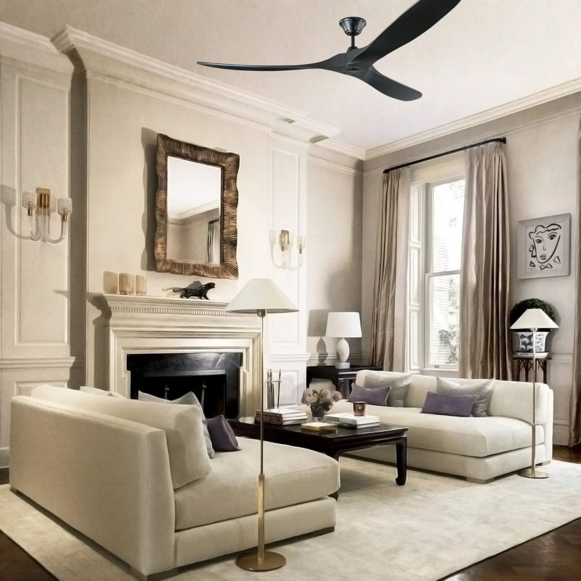 Maverick Max 70" Matte Black Large Ceiling Fan with Remote