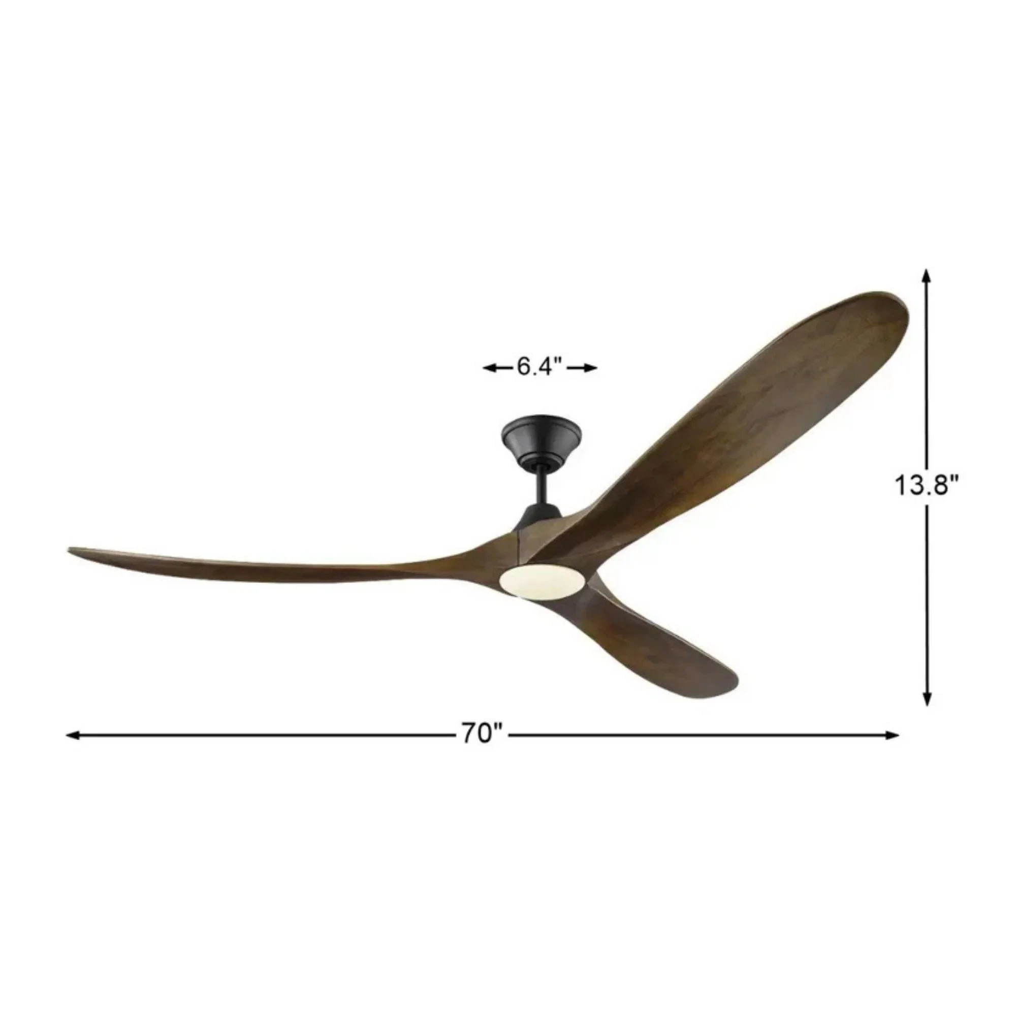 Maverick Max 70" Black & Walnut LED Large Ceiling Fan with Remote