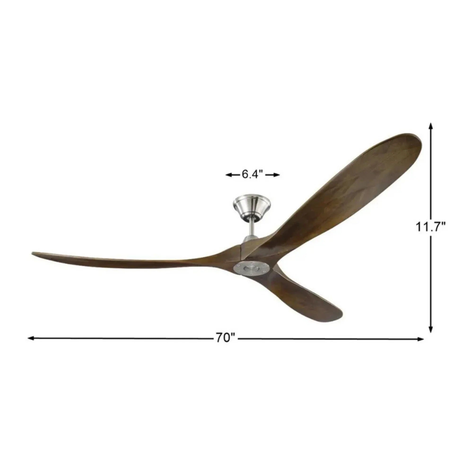 Maverick Max 70" Steel & Walnut Large Ceiling Fan with Remote