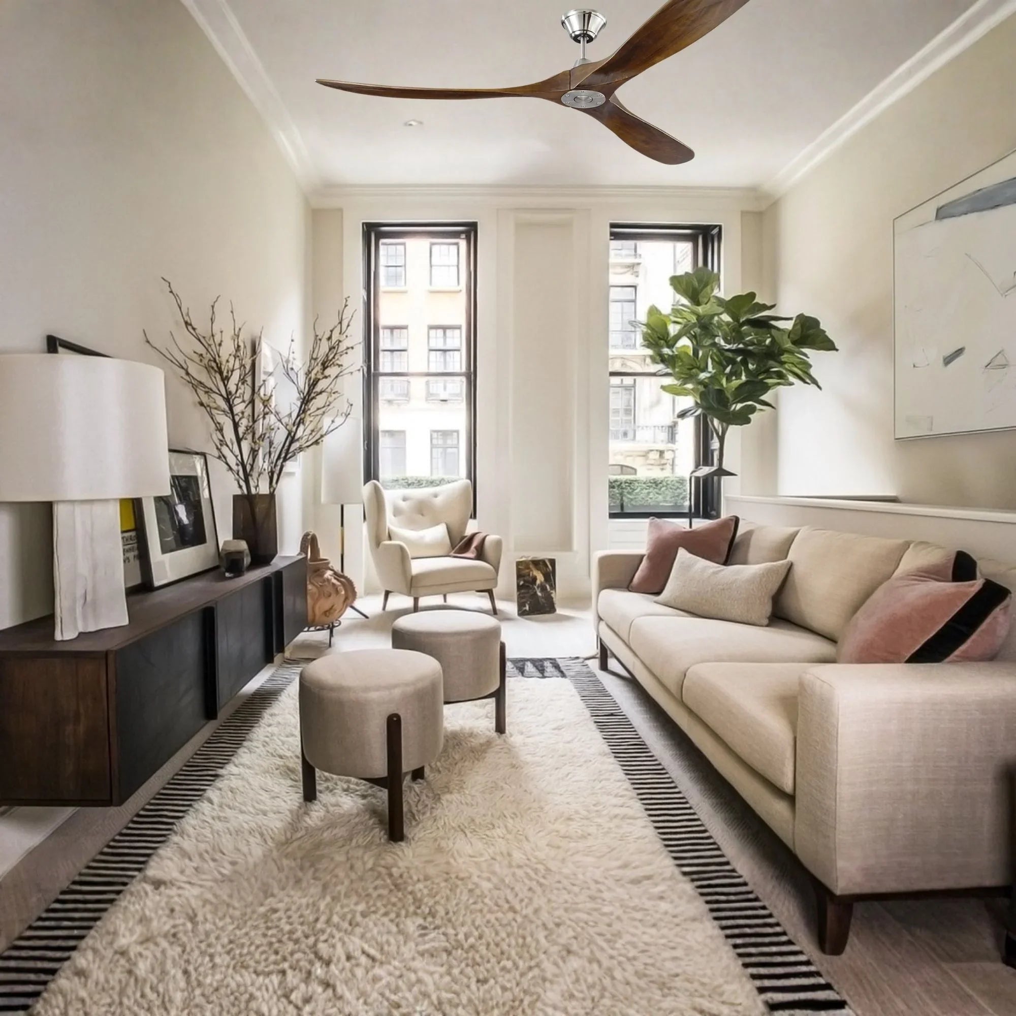 Maverick Max 70" Steel & Walnut Large Ceiling Fan with Remote