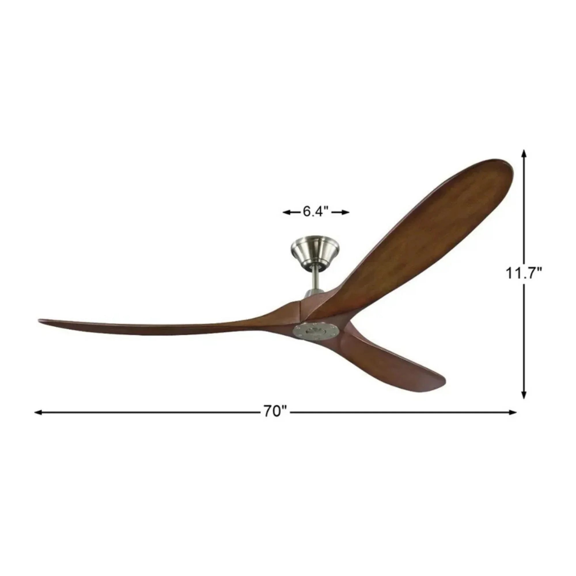 Maverick Max 70" Steel & Koa Large Ceiling Fan with Remote