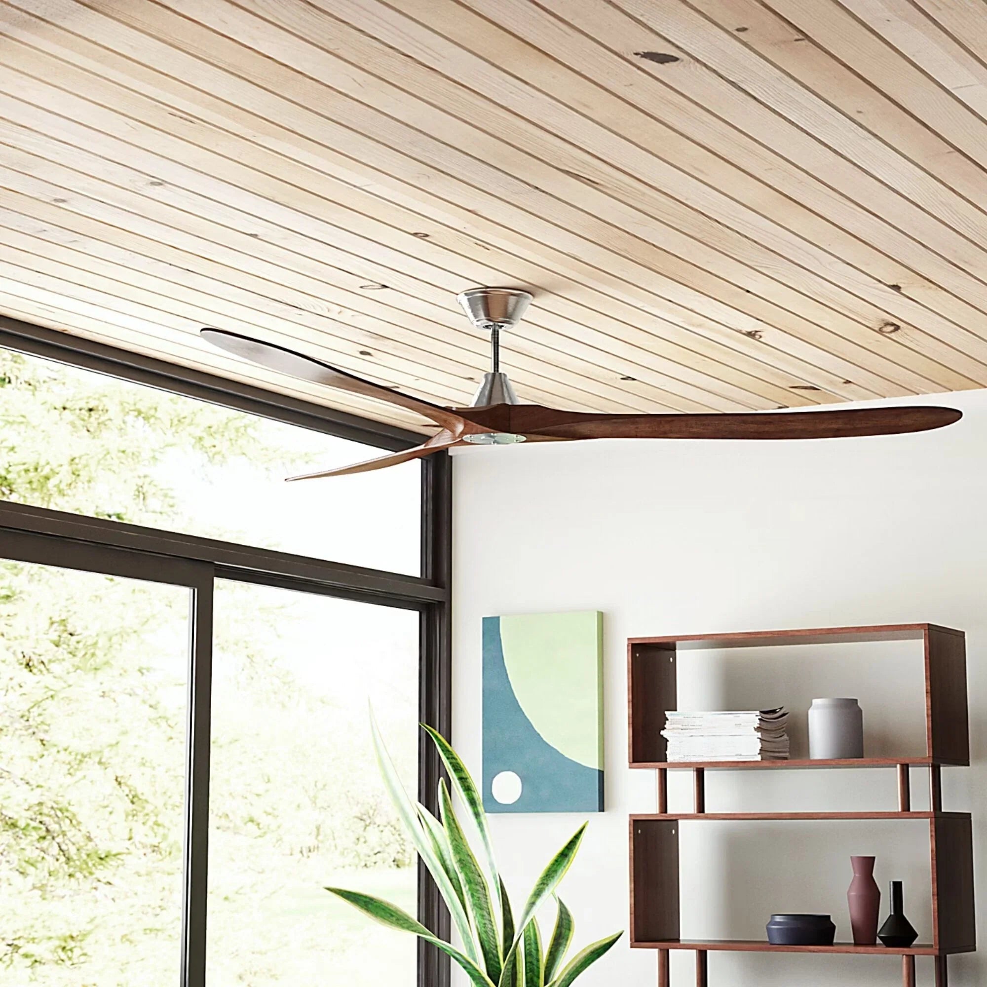 Maverick Max 70" Steel & Koa Large Ceiling Fan with Remote