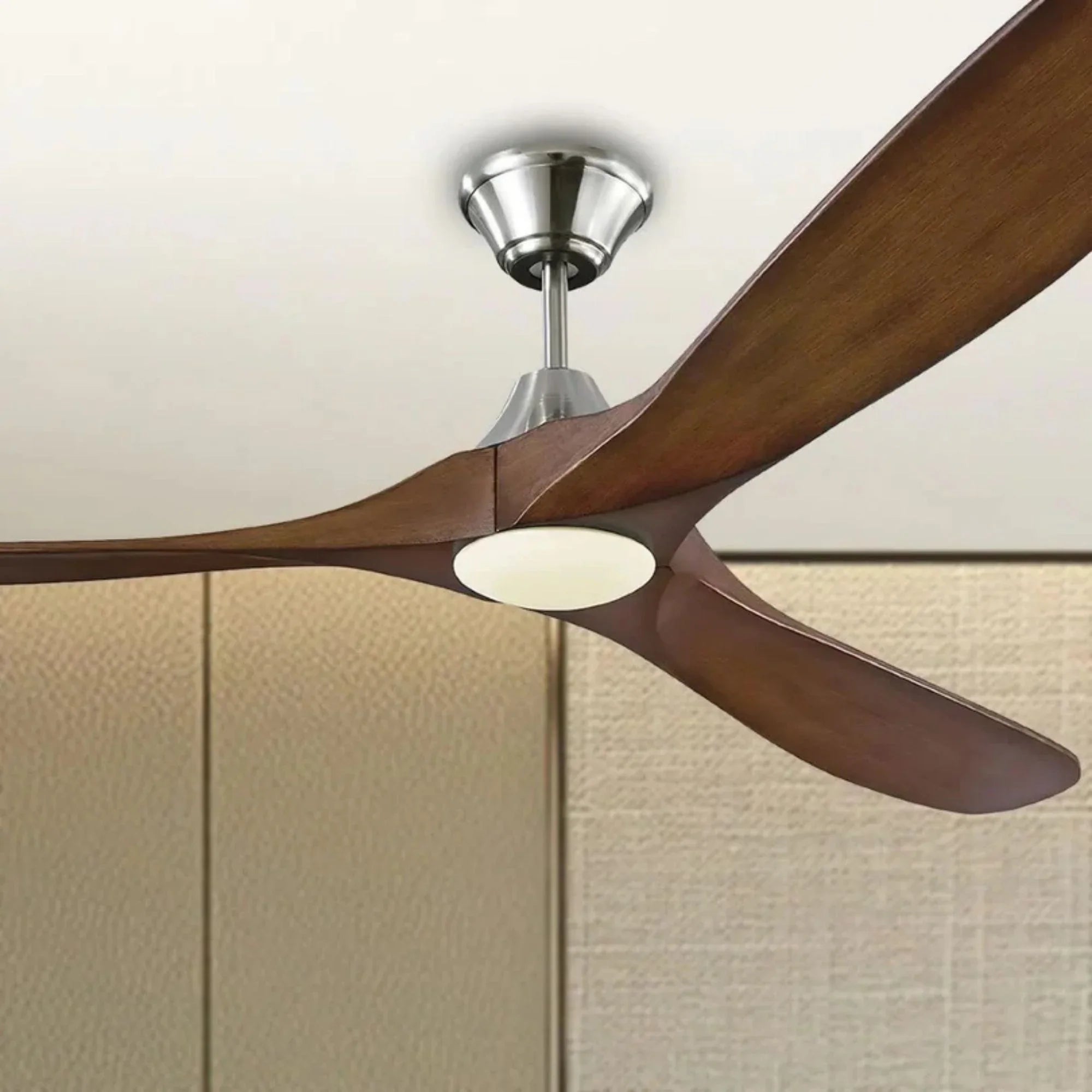 Maverick Max 70" Steel & Koa LED Large Ceiling Fan with Remote