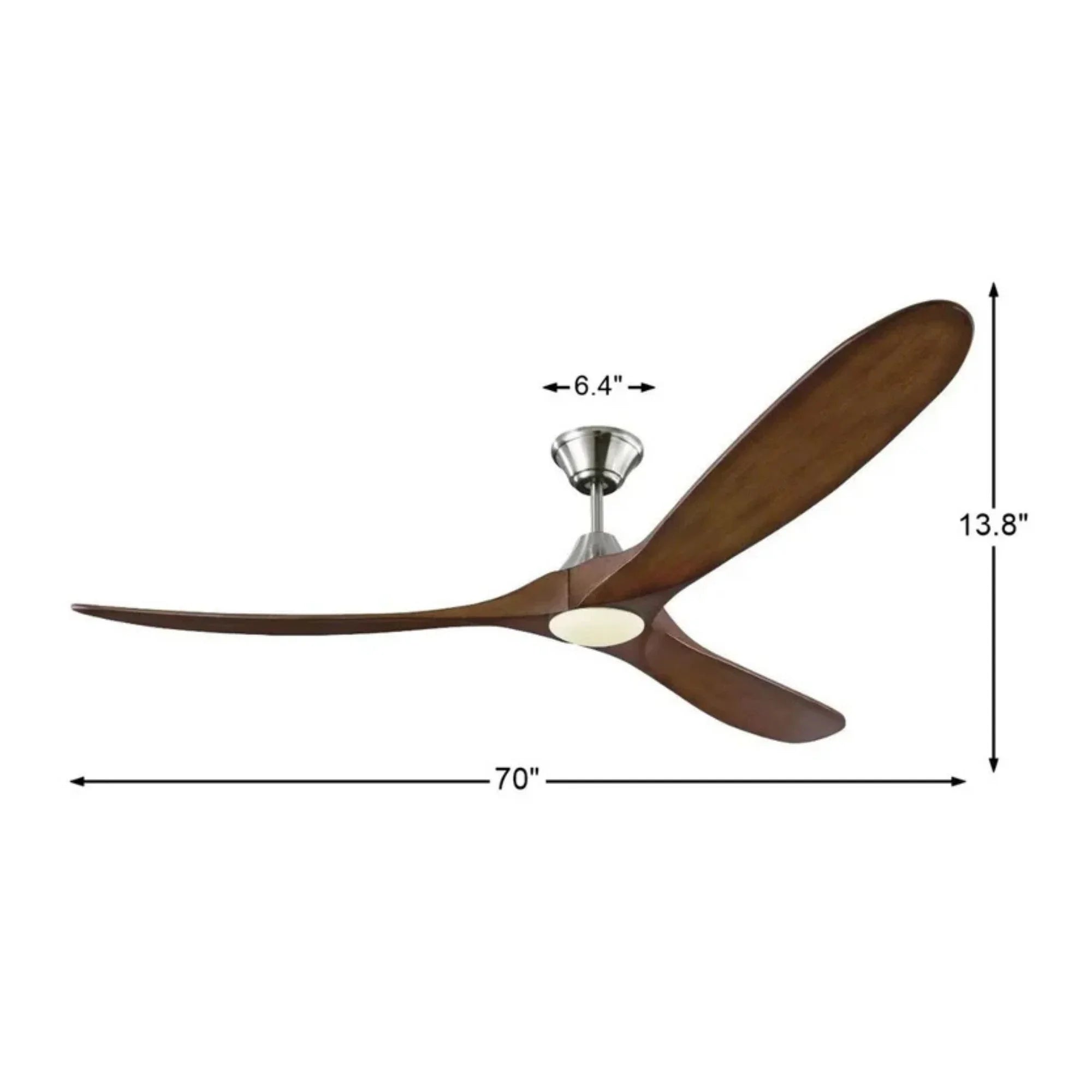 Maverick Max 70" Steel & Koa LED Large Ceiling Fan with Remote