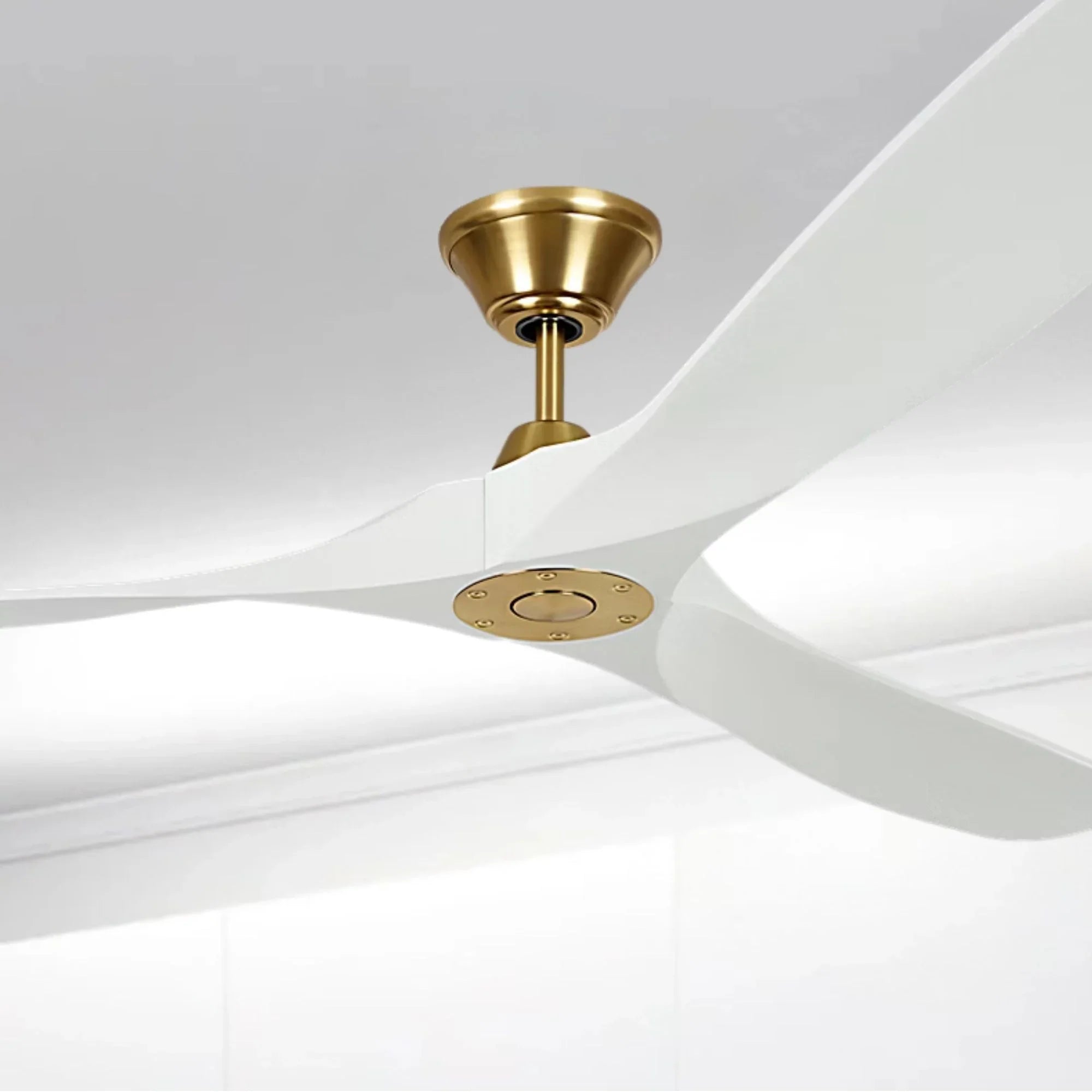 Maverick Max 70" White & Brass Large Ceiling Fan with Remote