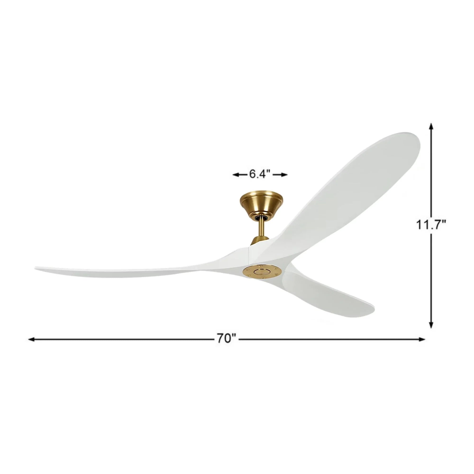 Maverick Max 70" White & Brass Large Ceiling Fan with Remote