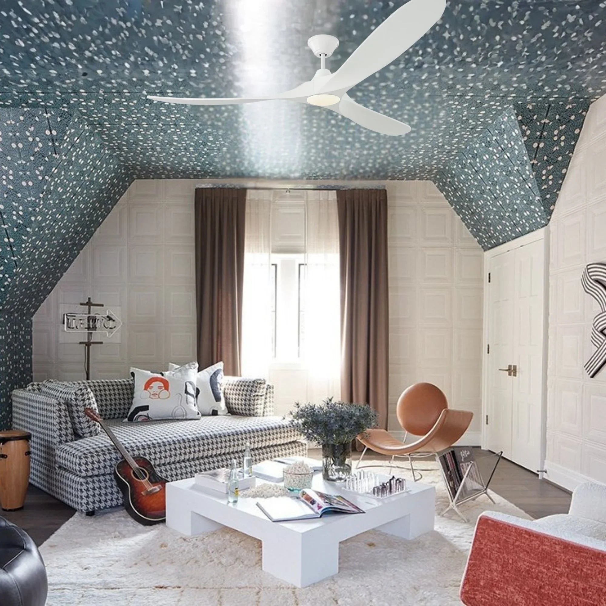 Maverick Max 70" Matte White LED Large Ceiling Fan with Remote