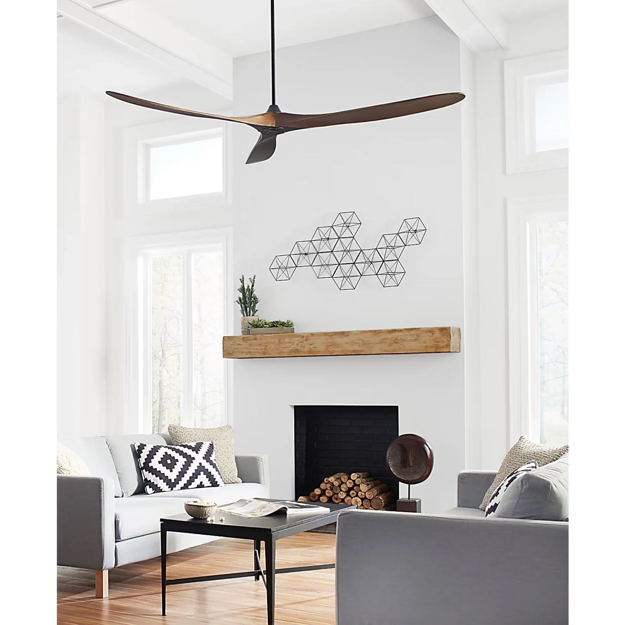 Maverick Super Max 88" Black & Walnut X-Large Ceiling Fan with Remote