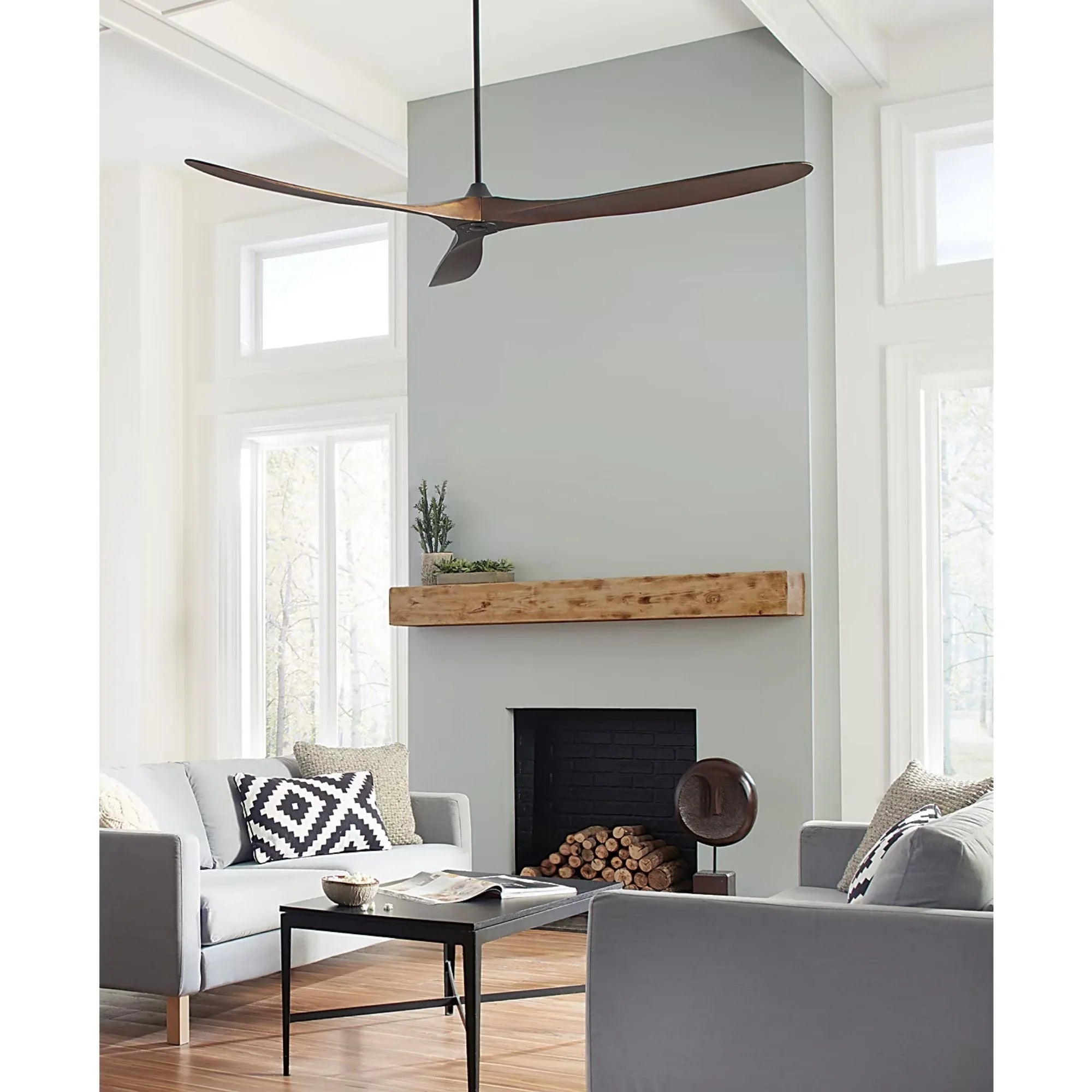 Maverick Super Max 88" Black & Walnut X-Large Ceiling Fan with Remote