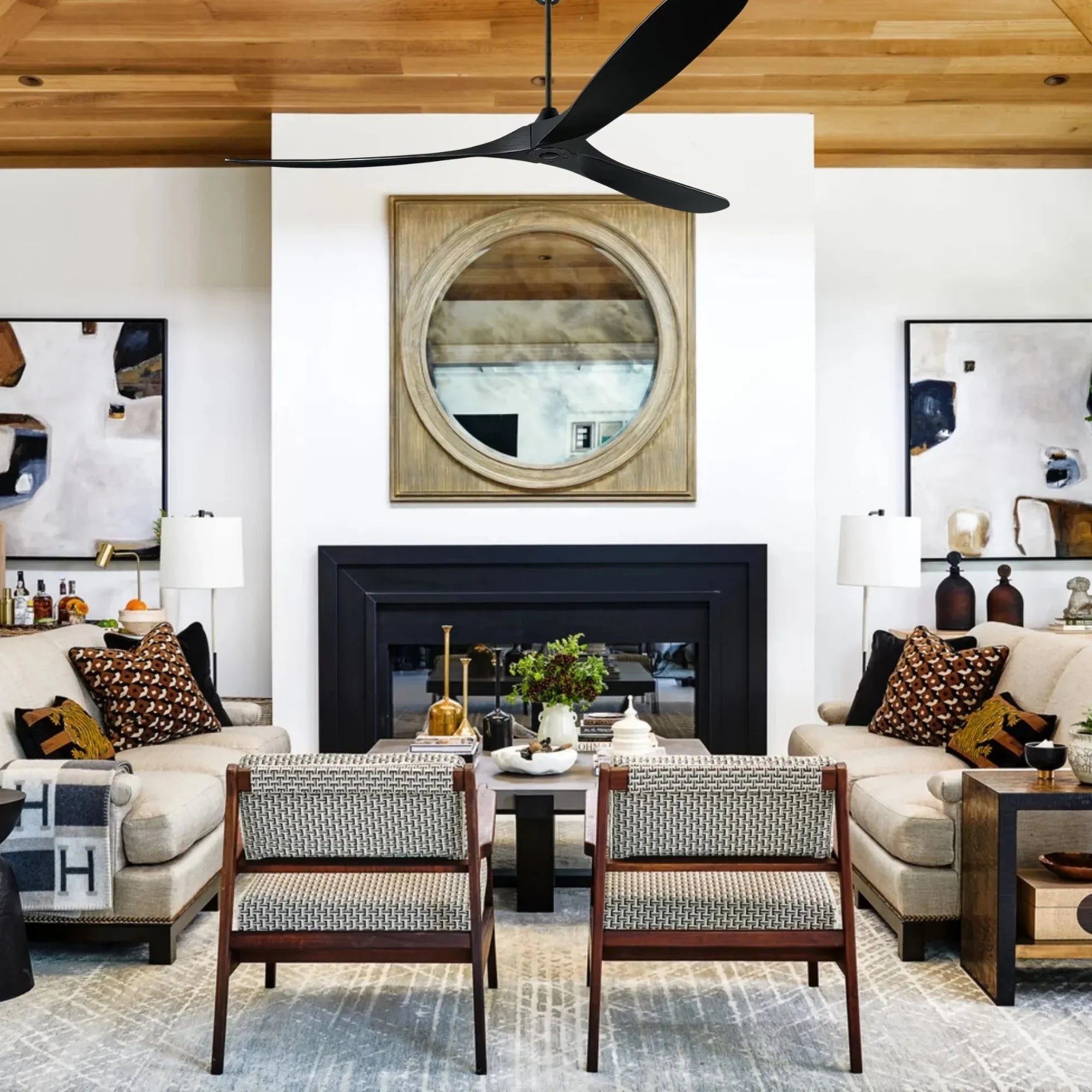 Maverick Super Max 88" Matte Black X-Large Ceiling Fan with Remote