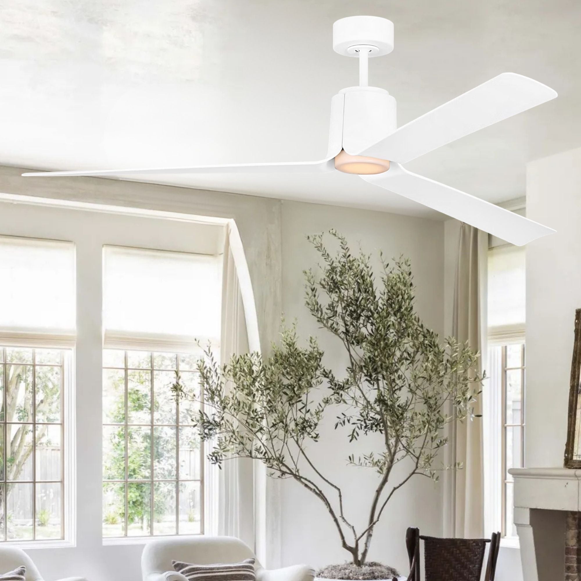 Peel Smart 66" Matte White LED Ceiling Fan with Remote