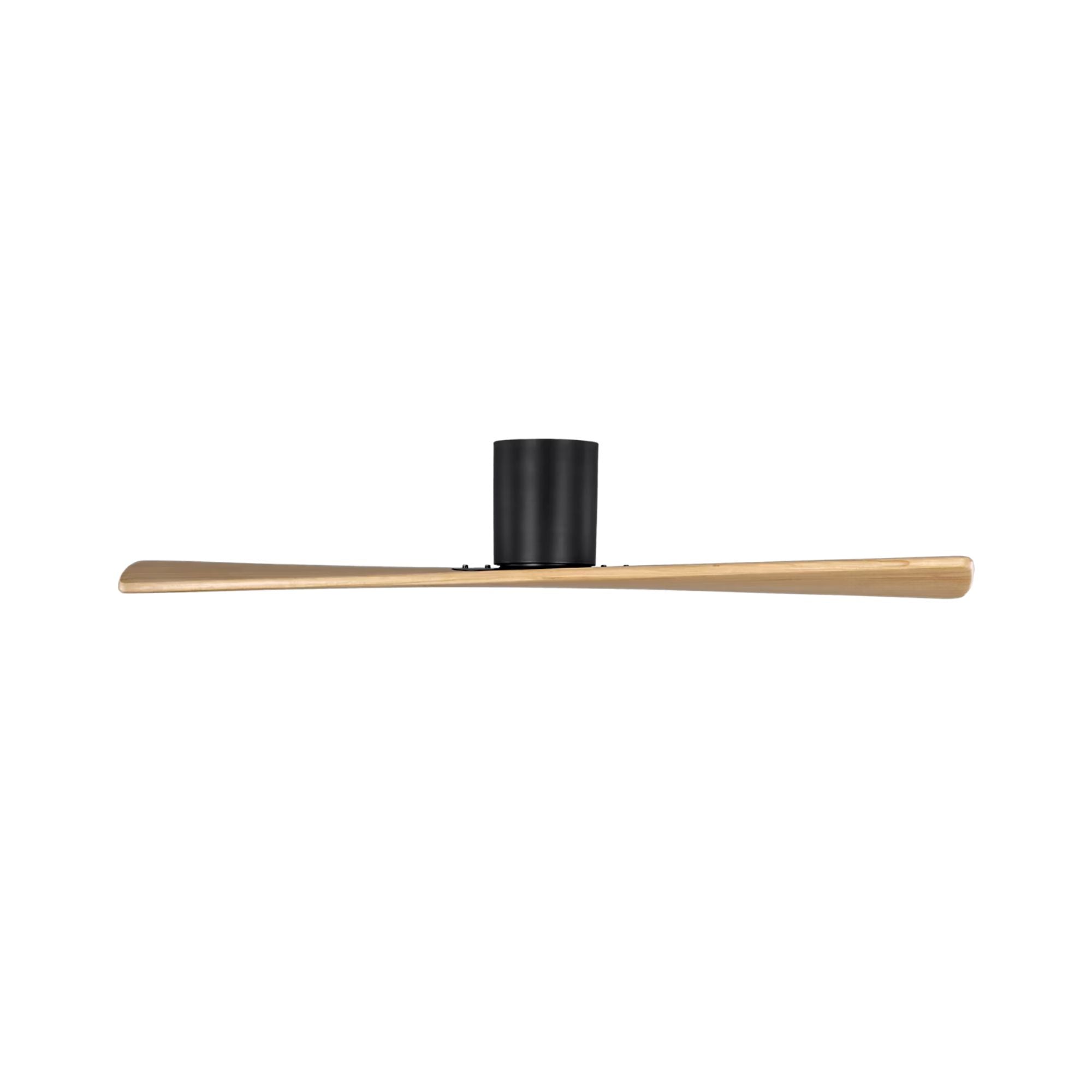 Plank Smart 52" 2-Blade Hugger Ceiling Fan, Midnight Black with Honey Blades