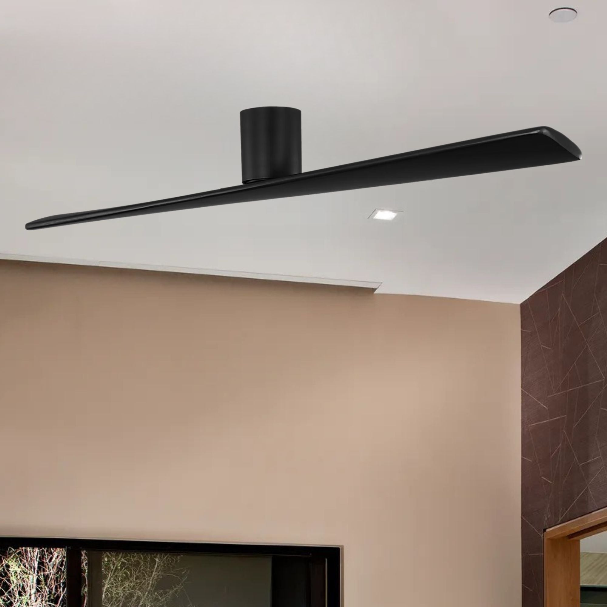 Plank Smart 72" 2-Blade Hugger Ceiling Fan, Midnight Black