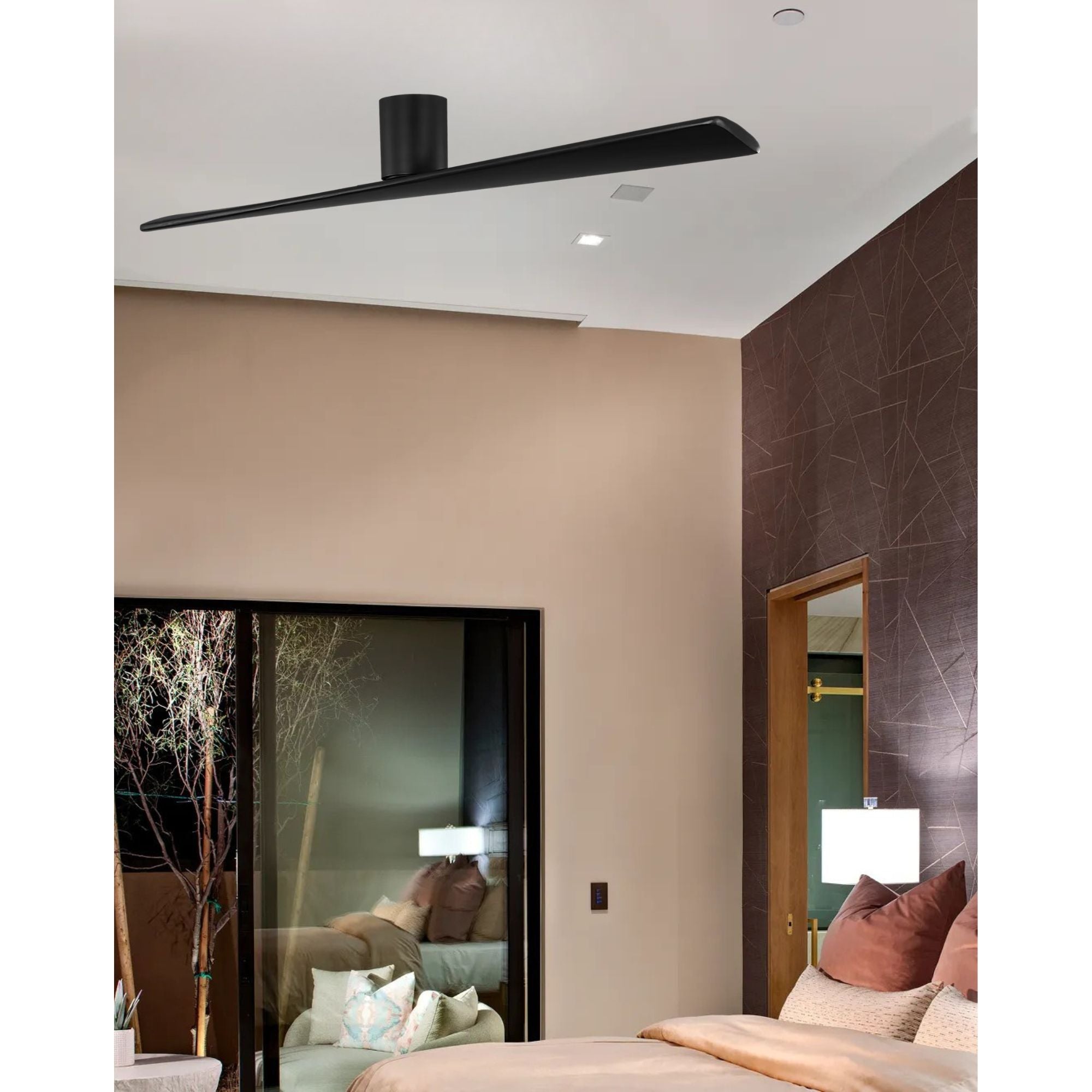 Plank Smart 72" 2-Blade Hugger Ceiling Fan, Midnight Black