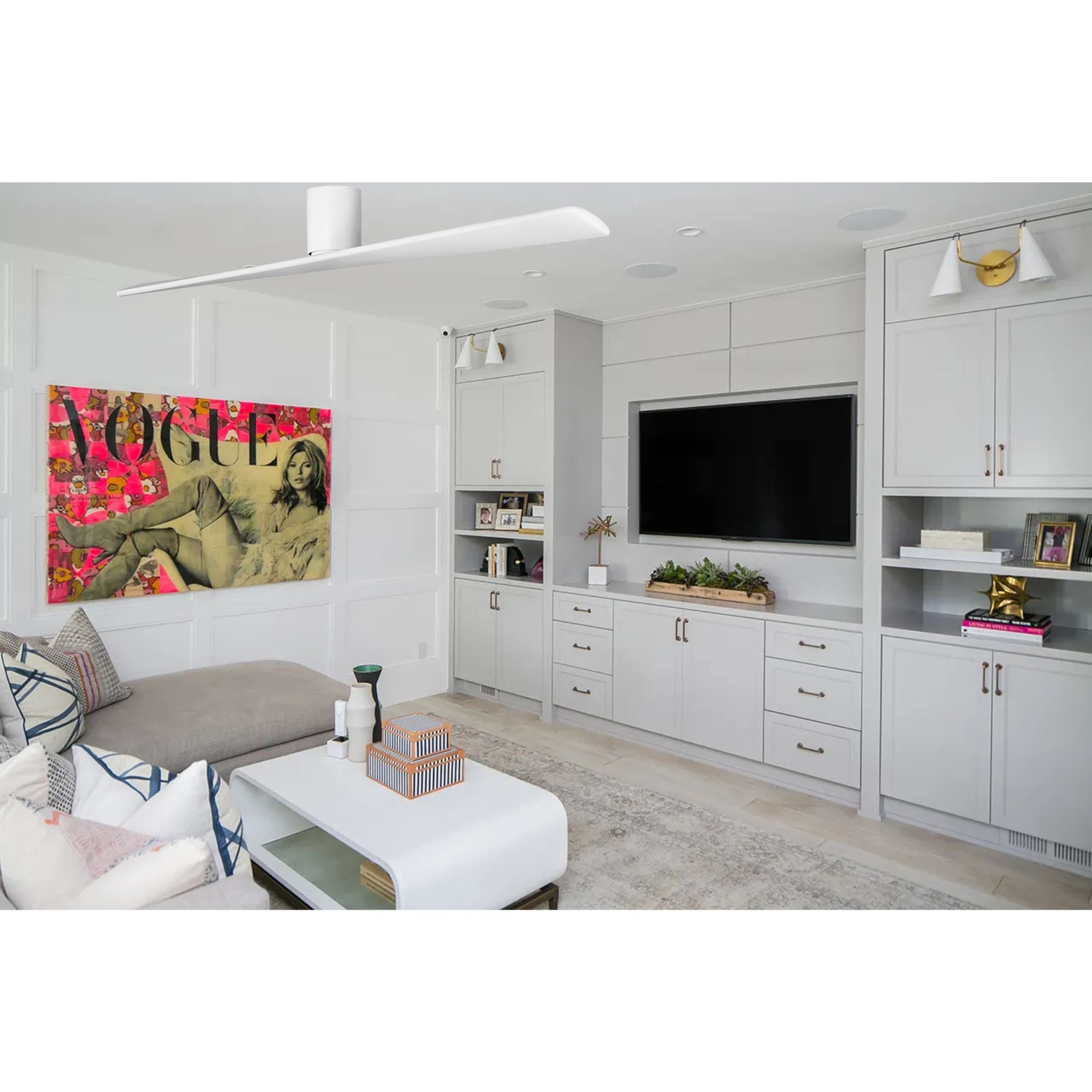 Plank Smart 72" 2-Blade Hugger Ceiling Fan, Matte White