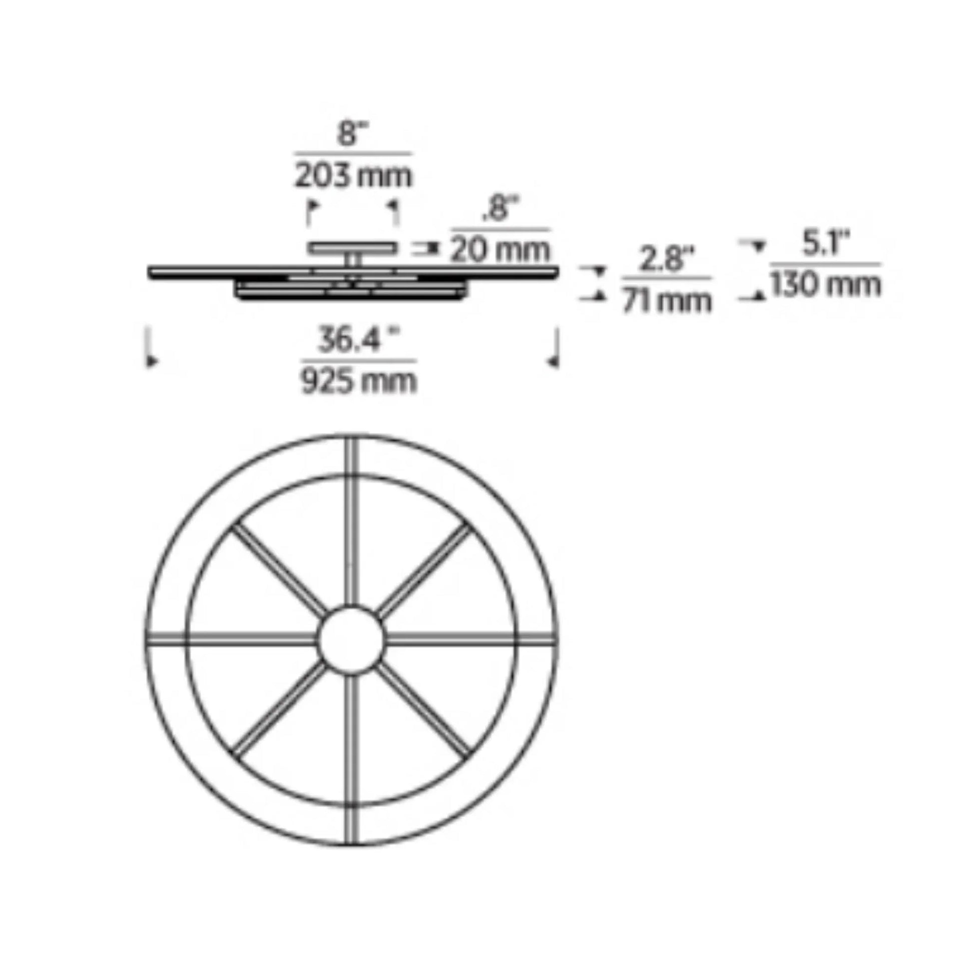 Visual Comfort Modern - Cityscape 36" 8-Light LED Medium Flush Mount, 120-277V, Hand Rubbed Antique Brass Finish | Bees Lighting