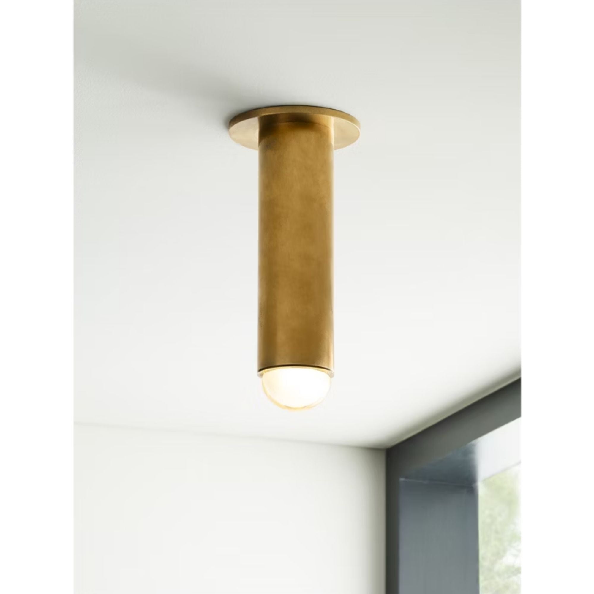 Ebell 10" LED Medium Flush Mount, 120-277V, Natural Brass Finish