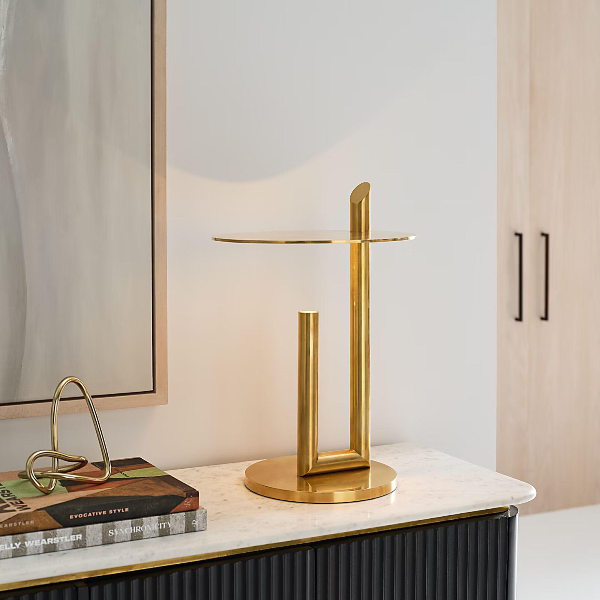 Fielle 20" LED Table Lamp, 120-240V, Natural Brass Finish