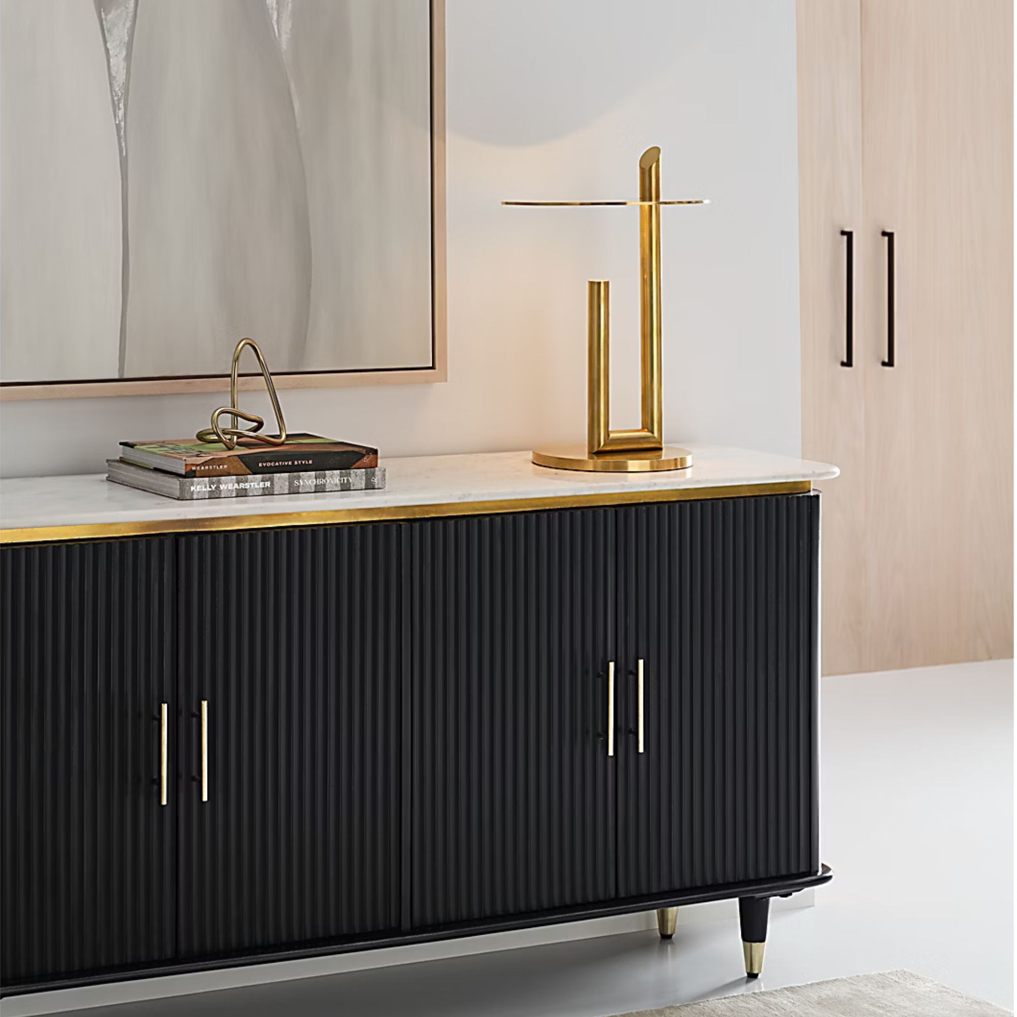 Fielle 20" LED Table Lamp, 120-240V, Natural Brass Finish