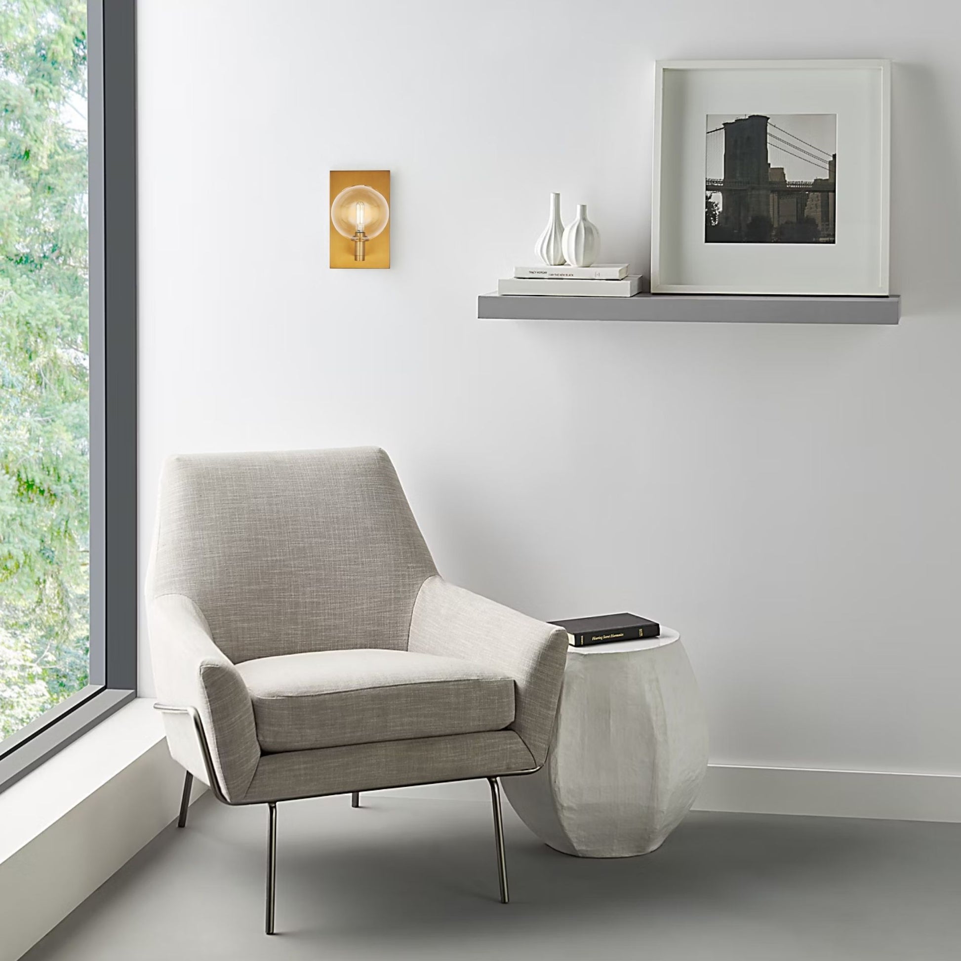 Visual Comfort Modern - Gambit 9" LED Single Wall Sconce, Aged Brass Finish | Bees Lighting