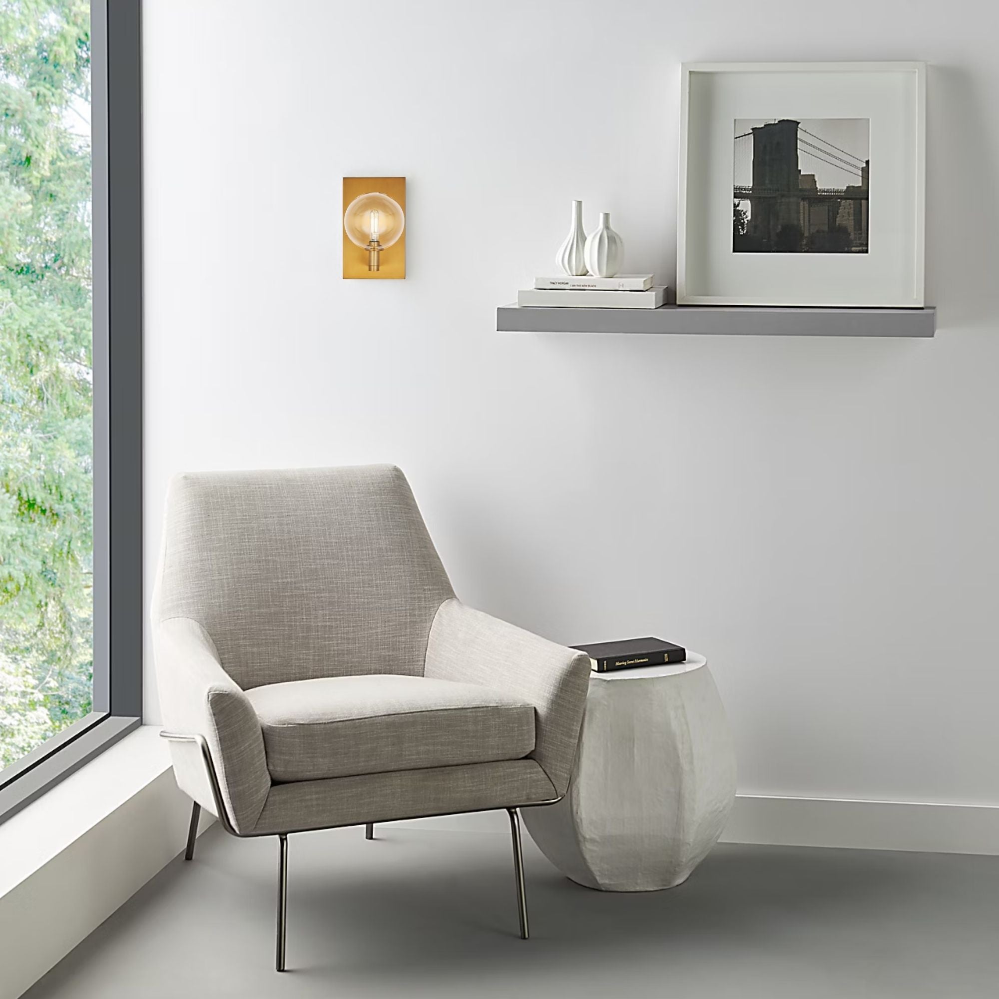 Visual Comfort Modern - Gambit 9" LED Single Wall Sconce, Aged Brass Finish | Bees Lighting