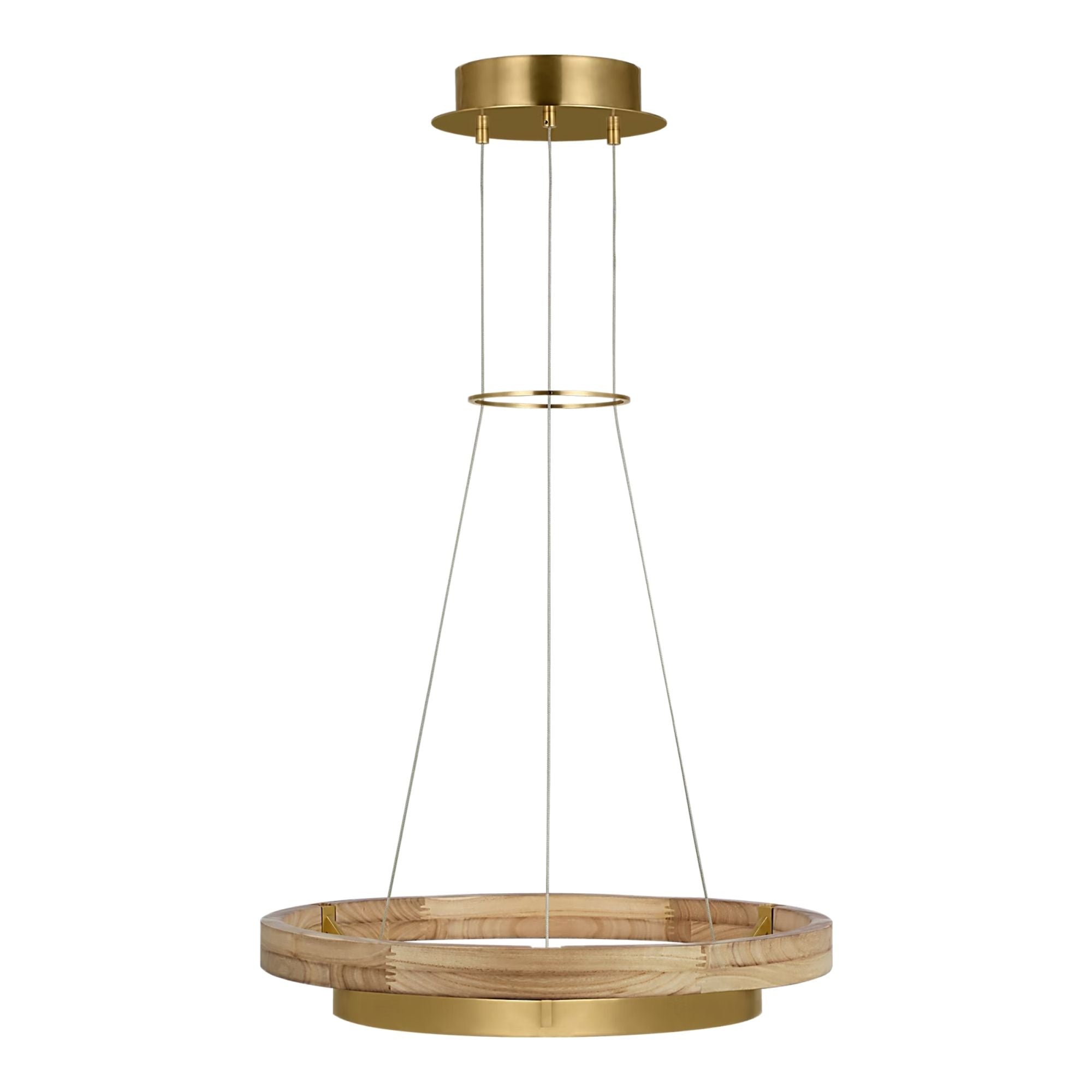 Grace 24" LED Chandelier, Antique Brass & Natural Oak Finish
