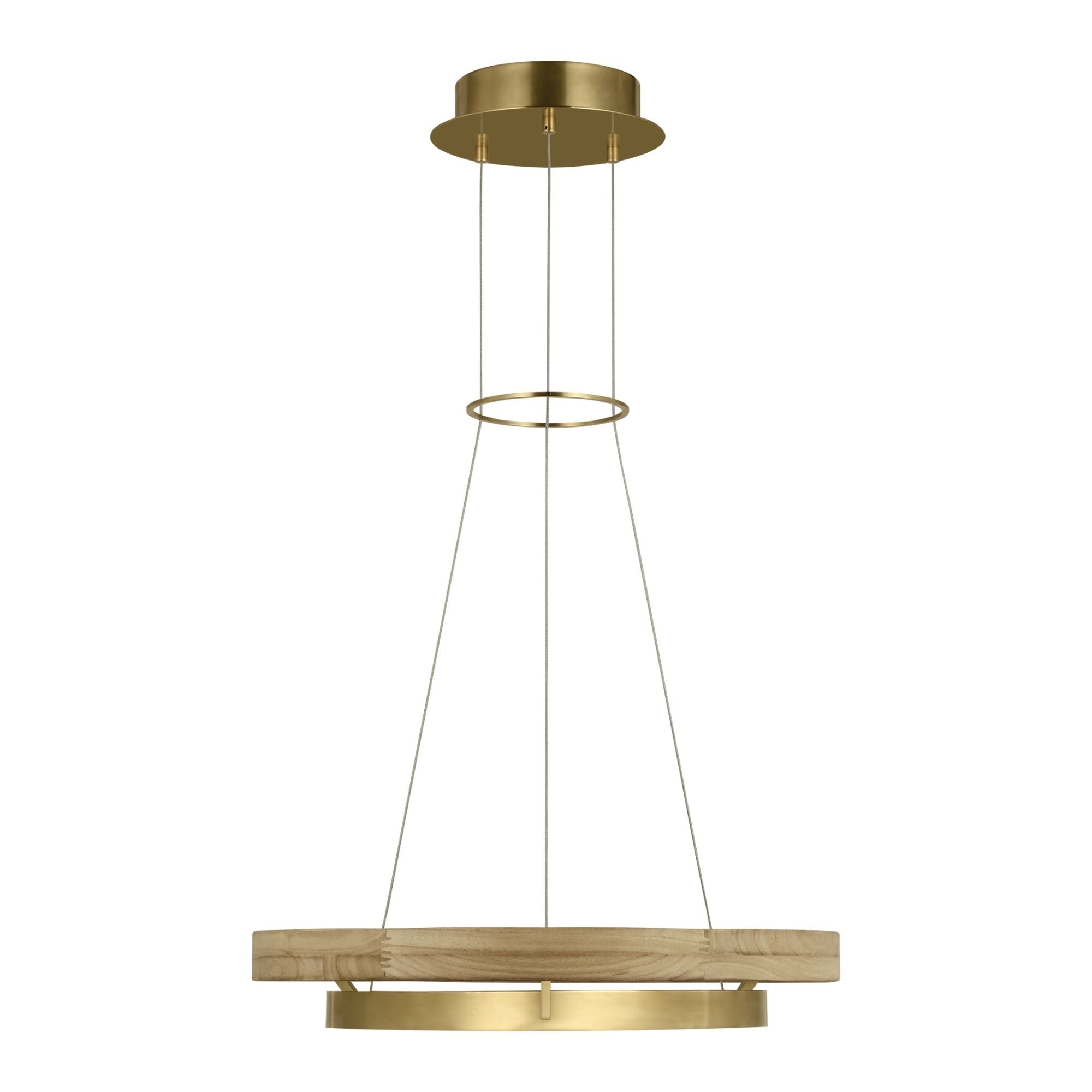 Grace 24" LED Chandelier, Antique Brass & Natural Oak Finish