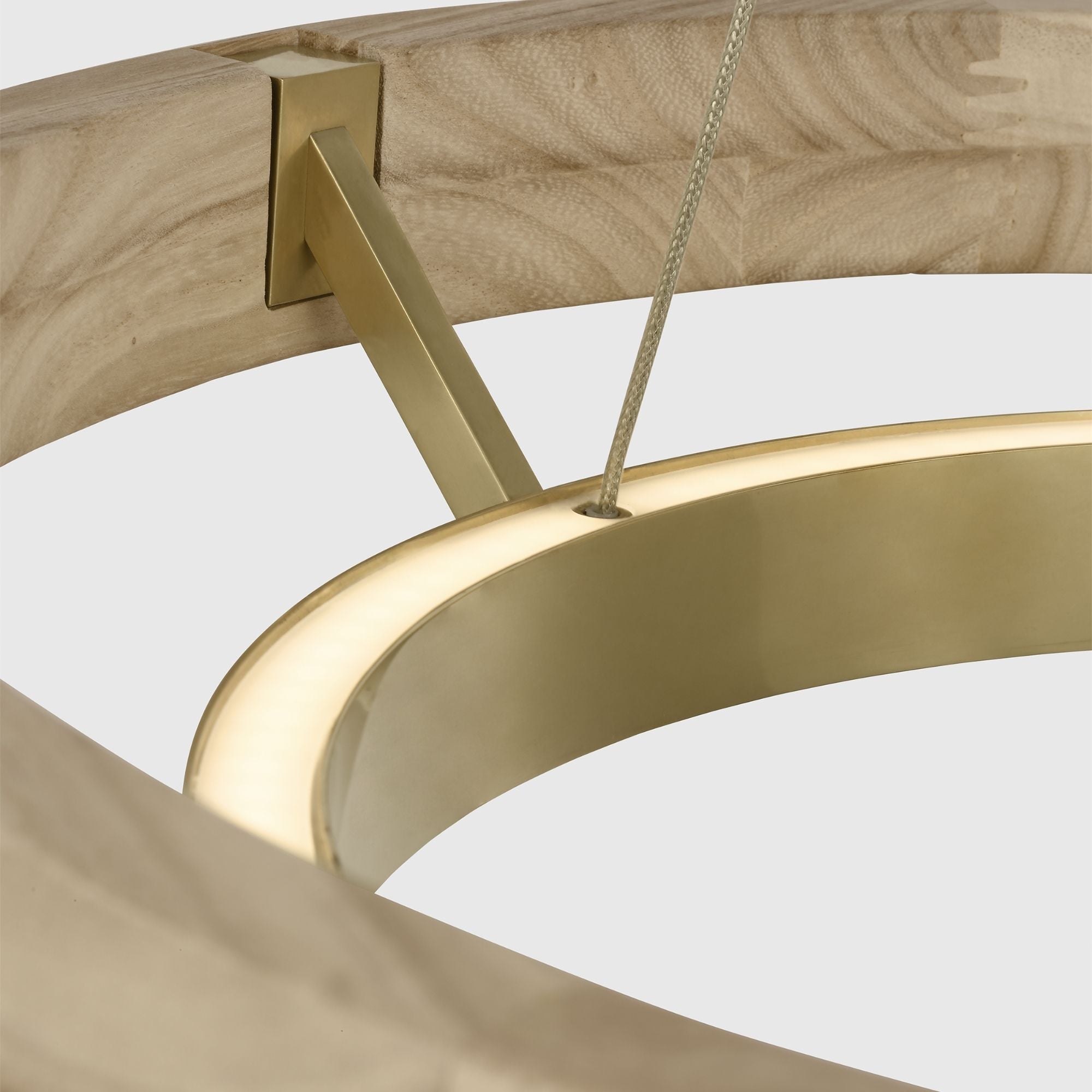 Grace 24" LED Chandelier, Antique Brass & Natural Oak Finish