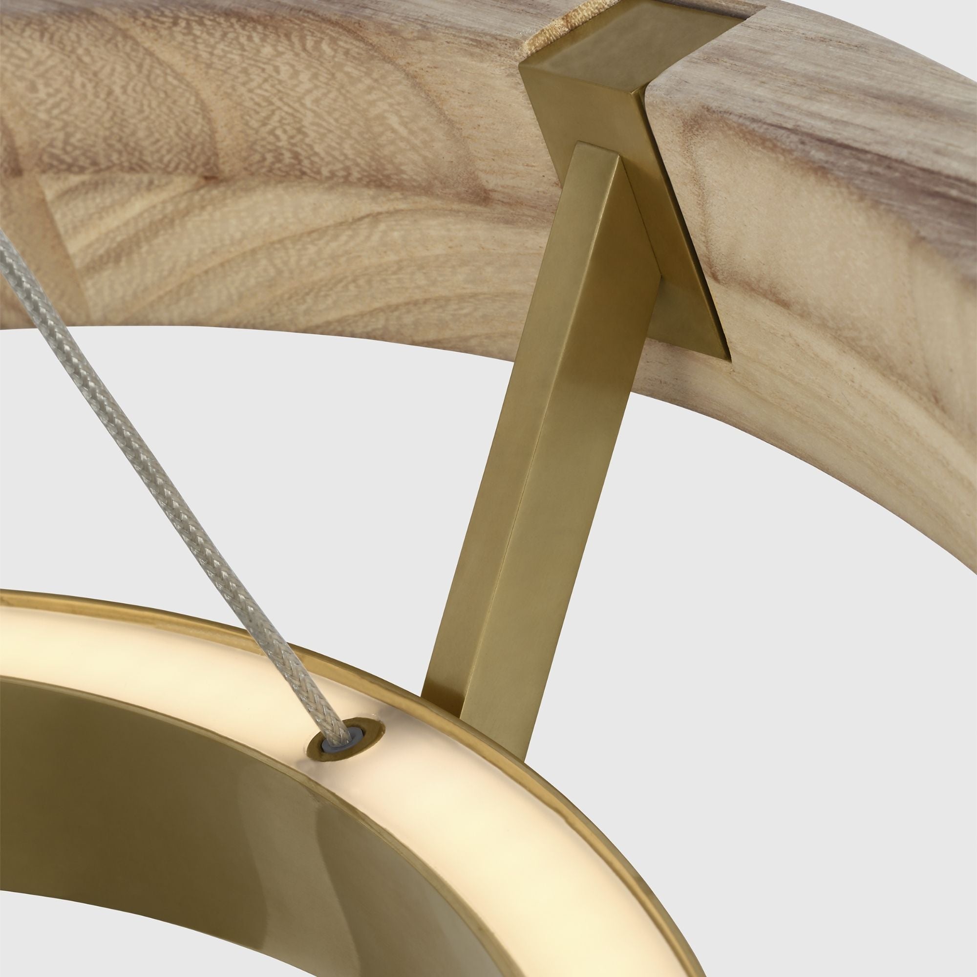 Grace 24" LED Chandelier, Antique Brass & Natural Oak Finish