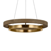 Grace 24" LED Chandelier, Natural Brass & Weathered Oak Finish