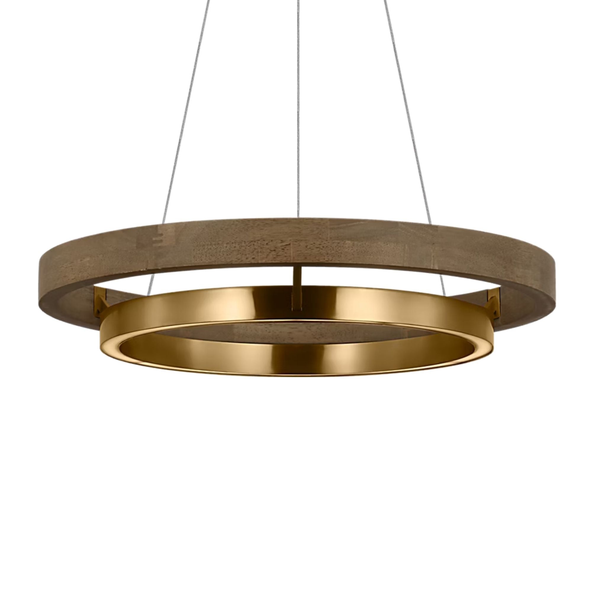 Grace 24" LED Chandelier, Natural Brass & Weathered Oak Finish