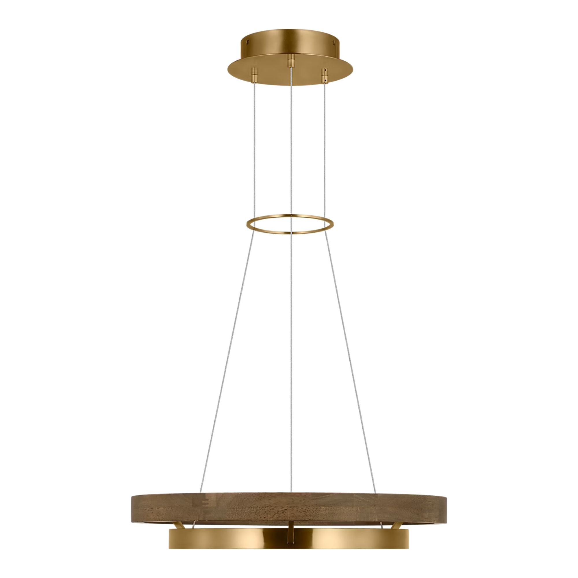 Grace 24" LED Chandelier, Natural Brass & Weathered Oak Finish