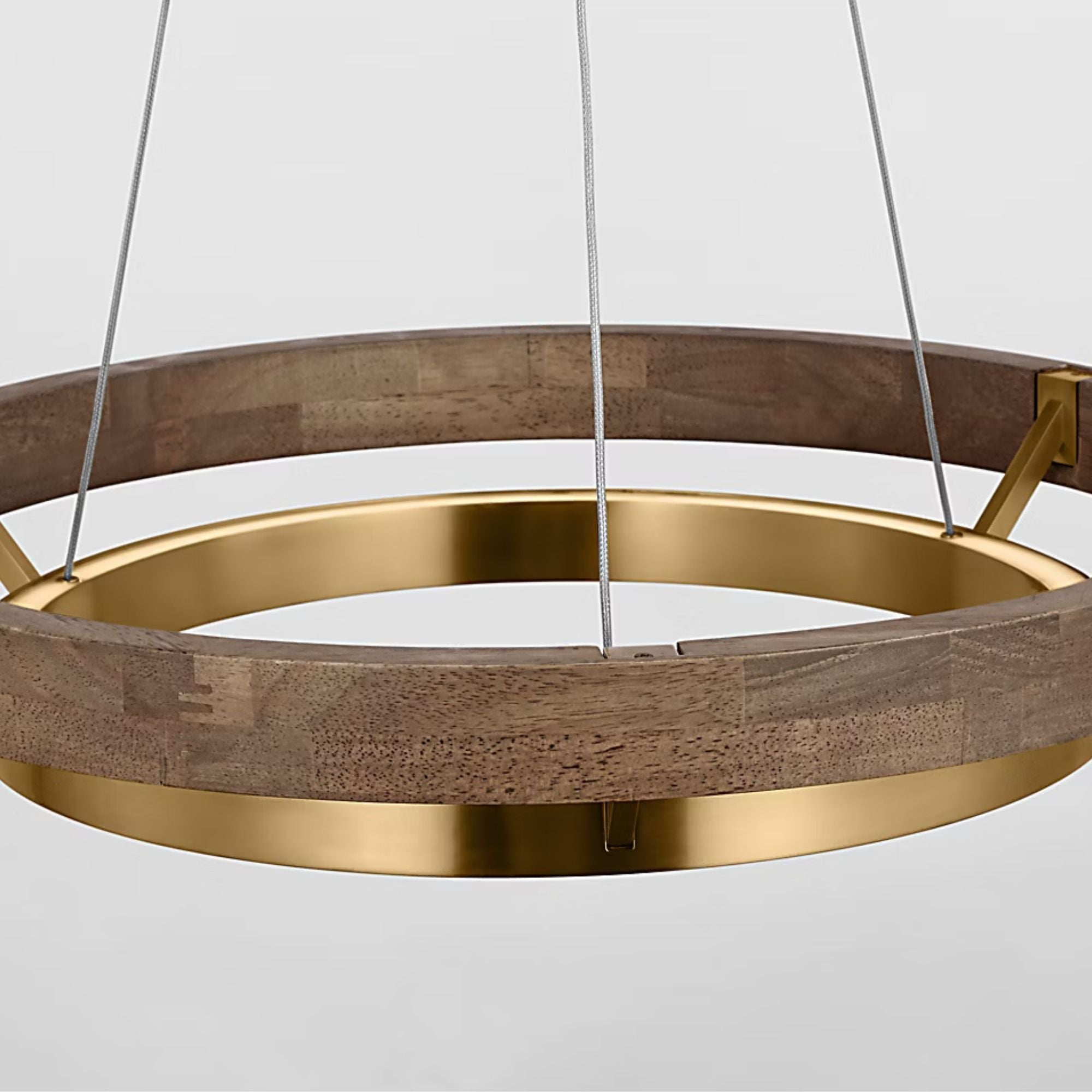 Grace 24" LED Chandelier, Natural Brass & Weathered Oak Finish