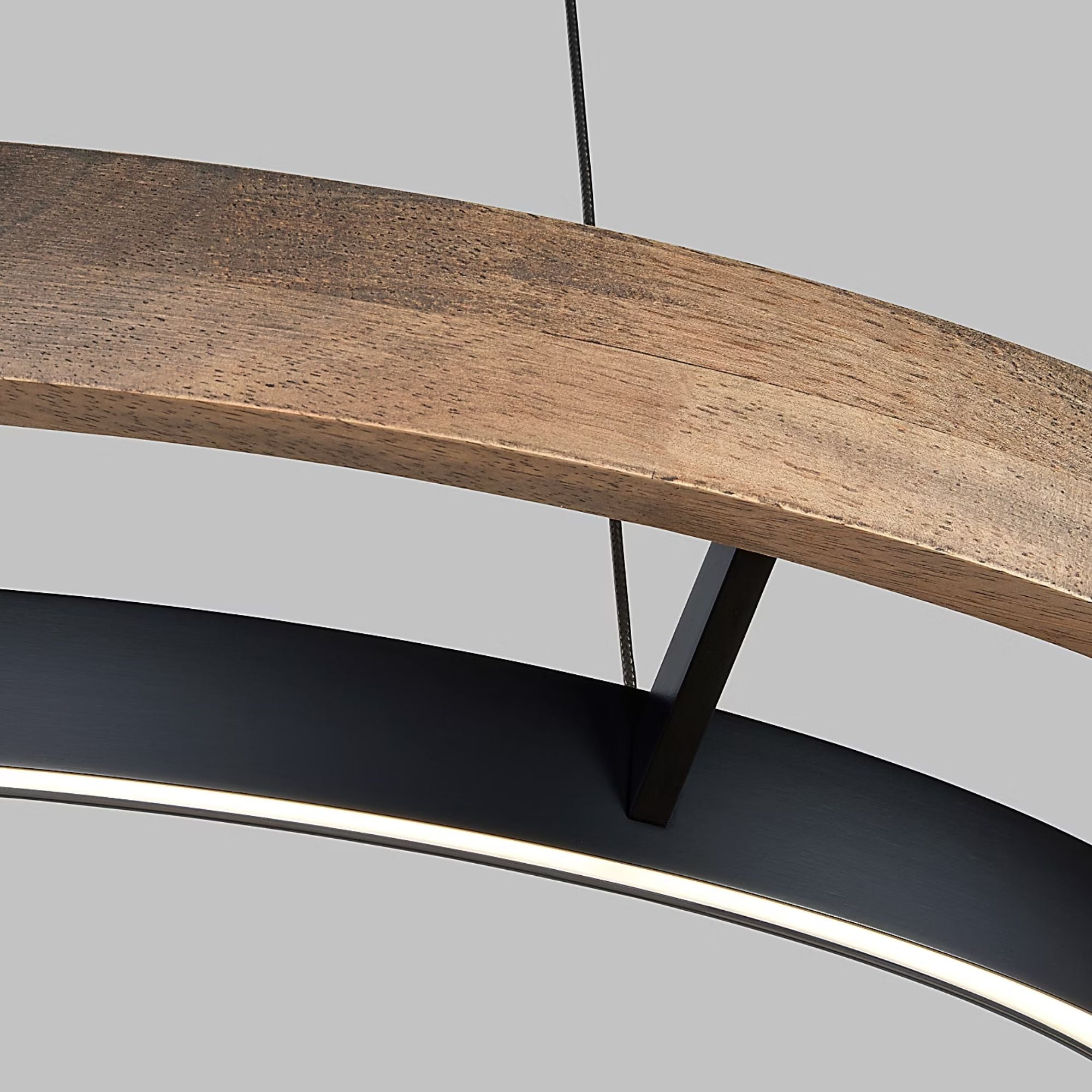 Grace 30" LED Chandelier, Matte Black & Weathered Oak Wood Finish