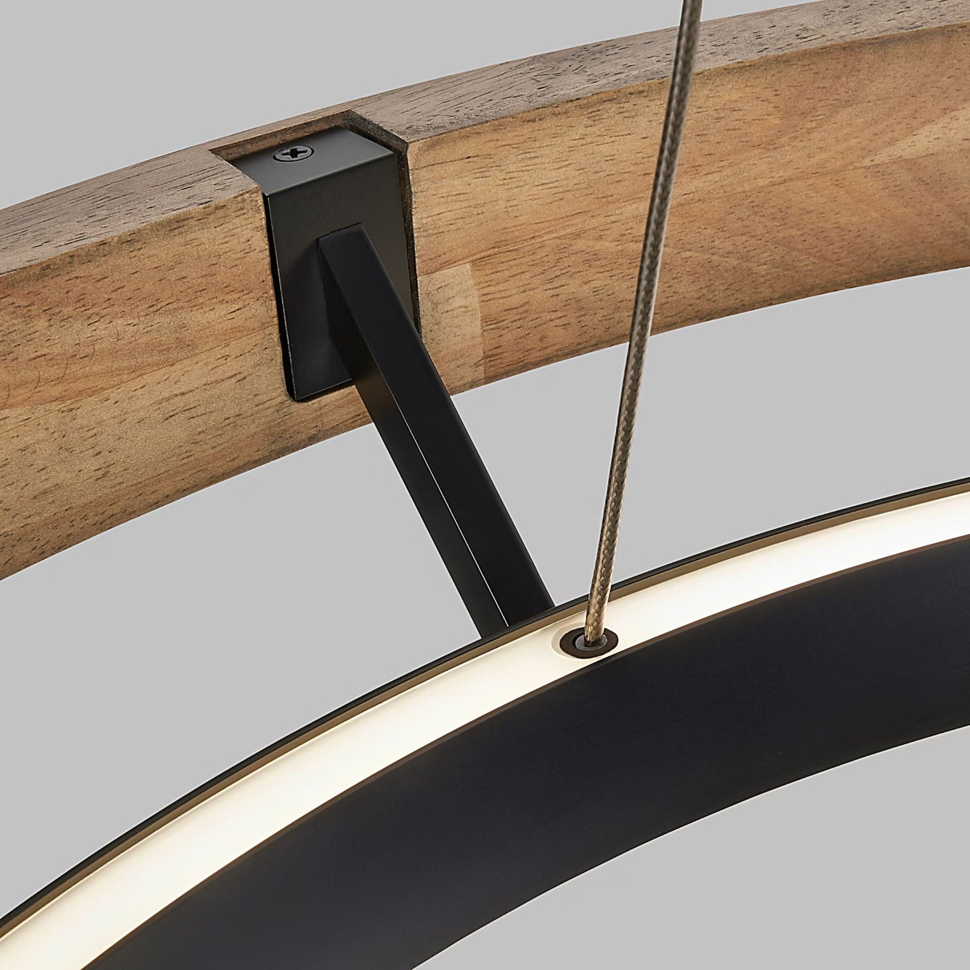 Grace 30" LED Chandelier, Matte Black & Weathered Oak Wood Finish