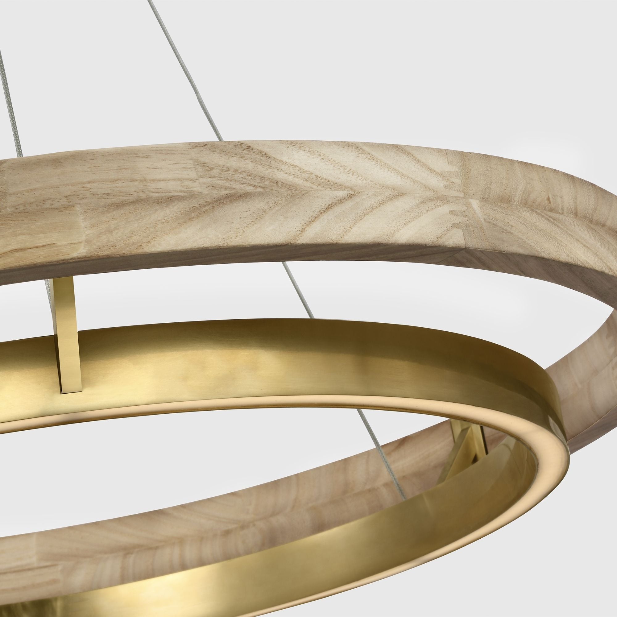 Grace 30" LED Chandelier, Antique Brass & Natural Oak Finish