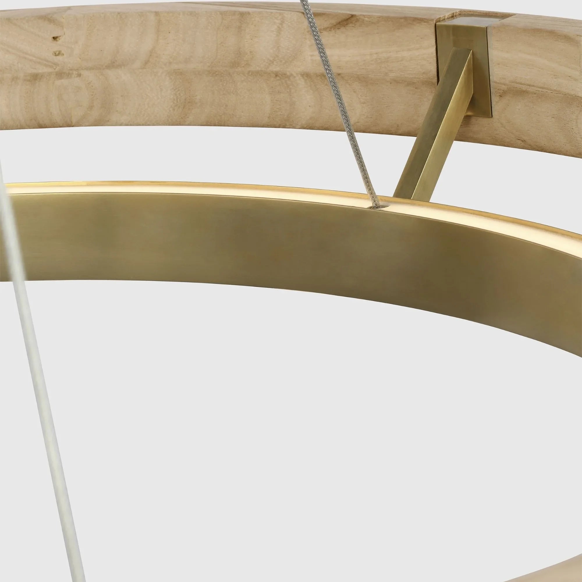 Grace 30" LED Chandelier, Antique Brass & Natural Oak Finish