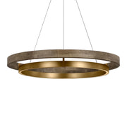 Grace 30" LED Chandelier, Natural Brass & Weathered Oak Finish