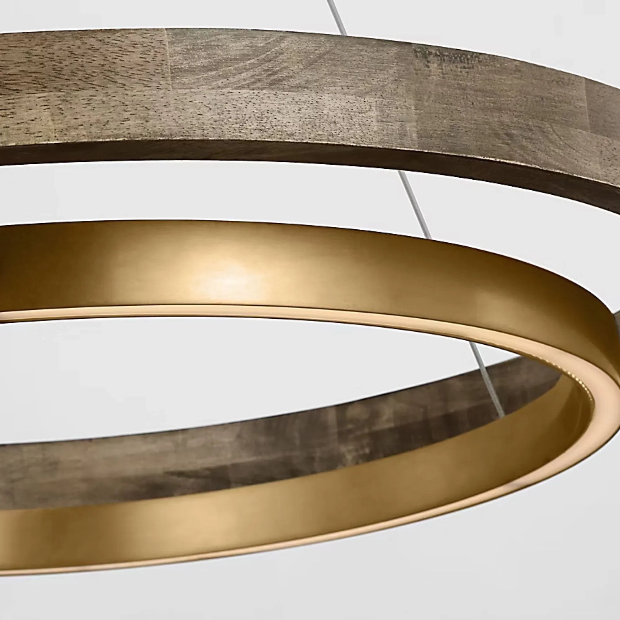 Grace 30" LED Chandelier, Natural Brass & Weathered Oak Finish