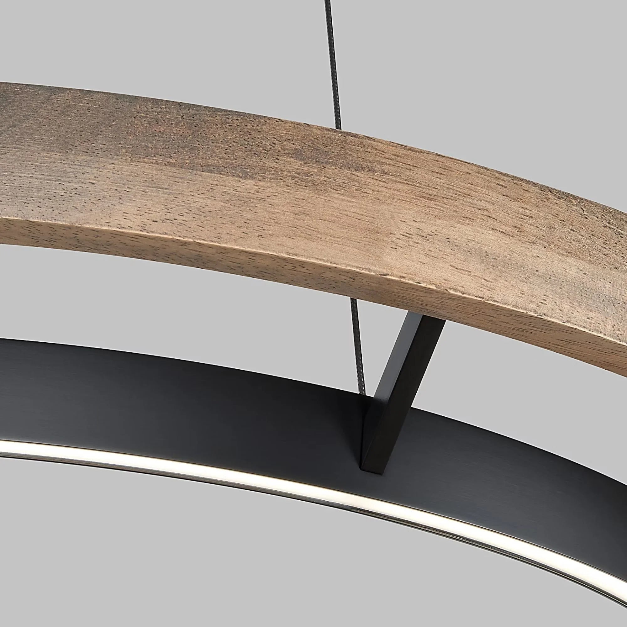 Grace 36" LED Chandelier, Matte Black & Weathered Oak Wood Finish