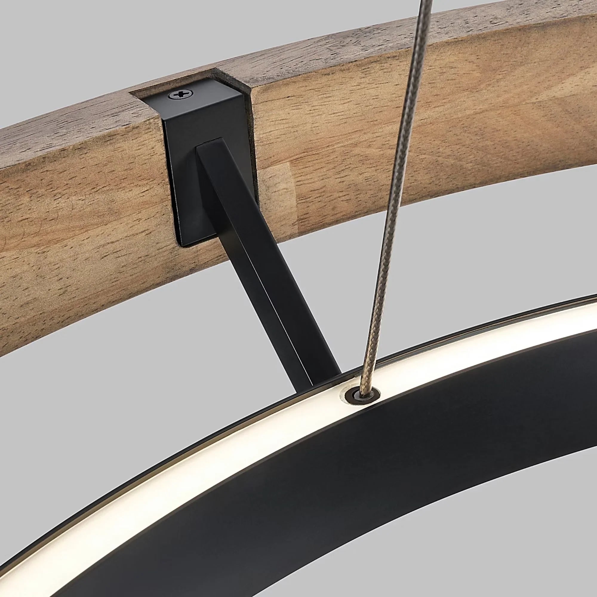 Grace 36" LED Chandelier, Matte Black & Weathered Oak Wood Finish
