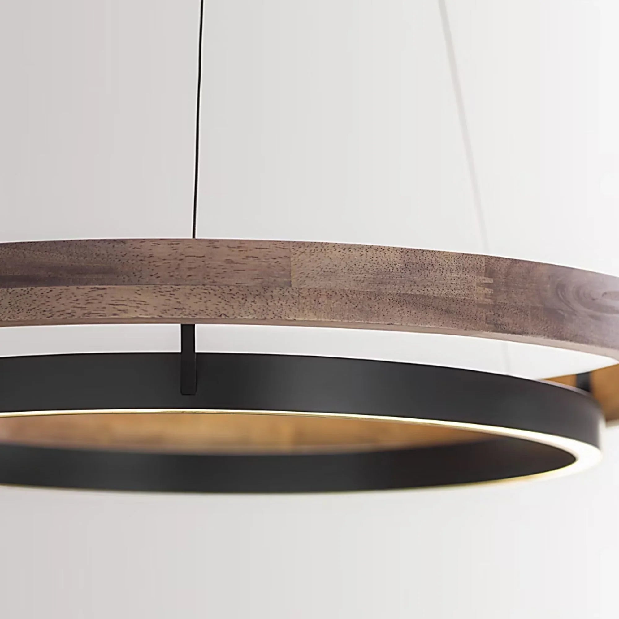 Grace 36" LED Chandelier, Matte Black & Weathered Oak Wood Finish