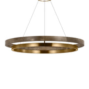 Grace 36" LED Chandelier, Natural Brass & Weathered Oak Finish