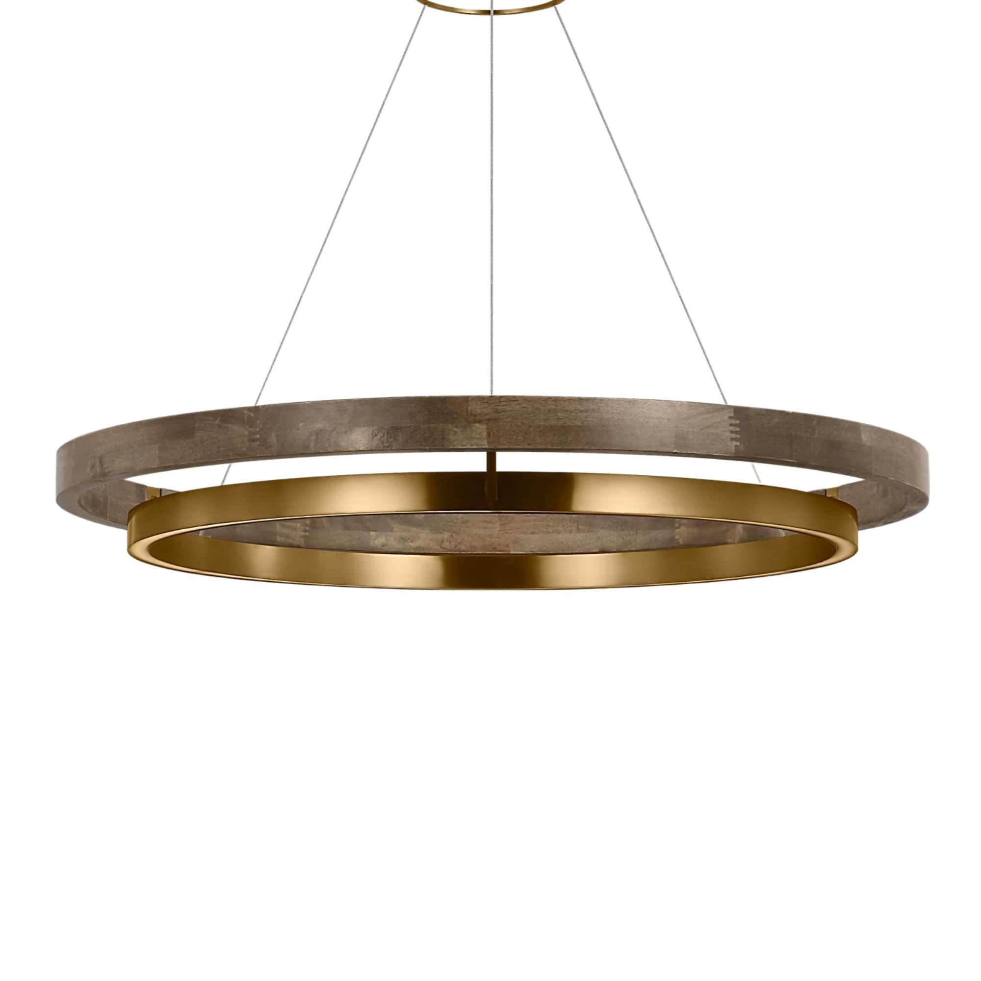 Grace 36" LED Chandelier, Natural Brass & Weathered Oak Finish