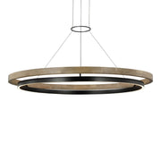 Grace 48" LED Chandelier, Matte Black & Weathered Oak Wood Finish