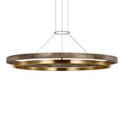 Grace 48" LED Chandelier, Natural Brass & Weathered Oak Finish