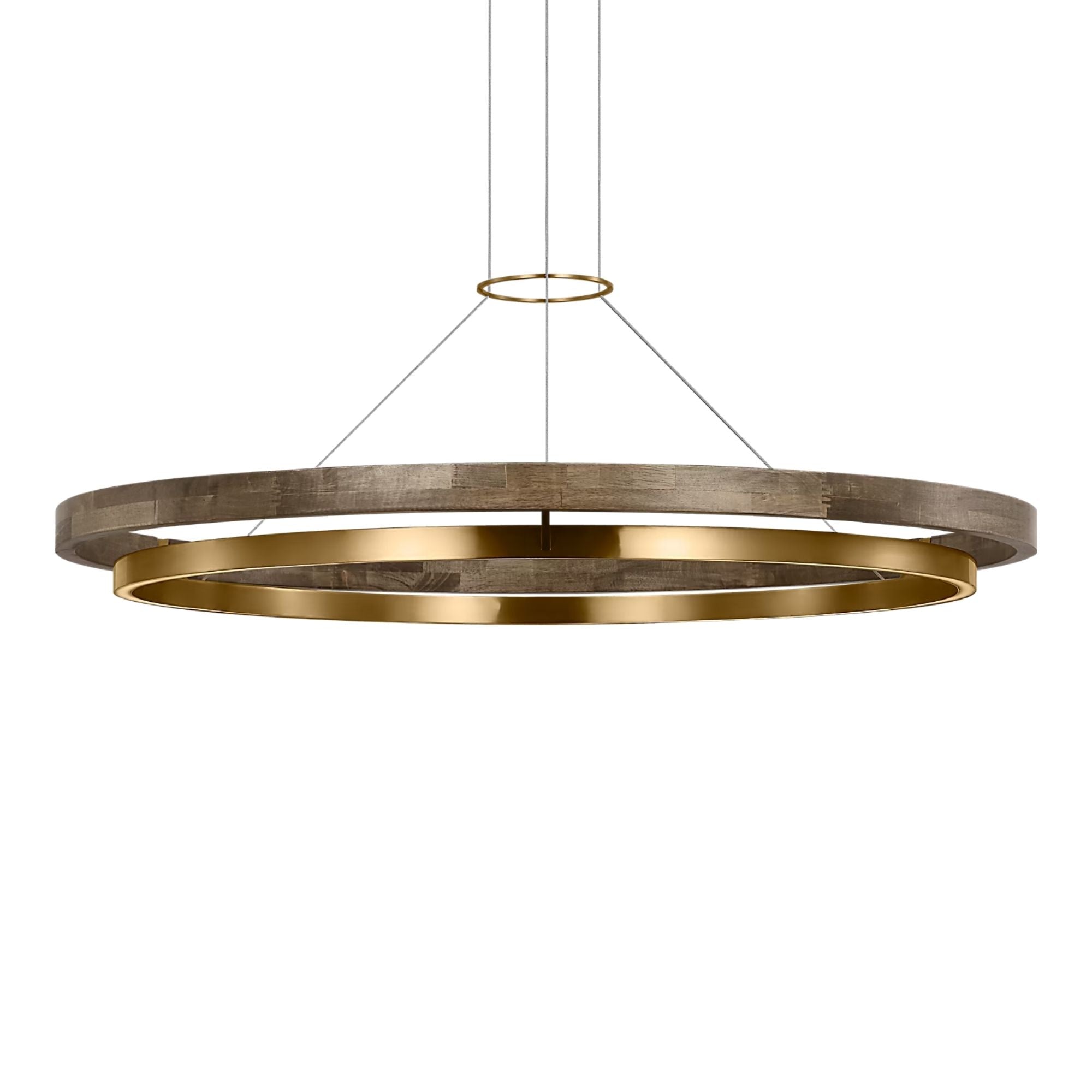 Grace 48" LED Chandelier, Natural Brass & Weathered Oak Finish